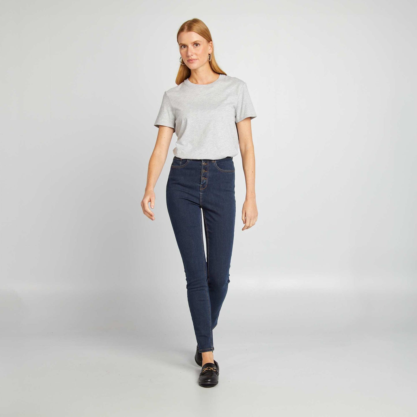 Jean skinny taille haute BLEU