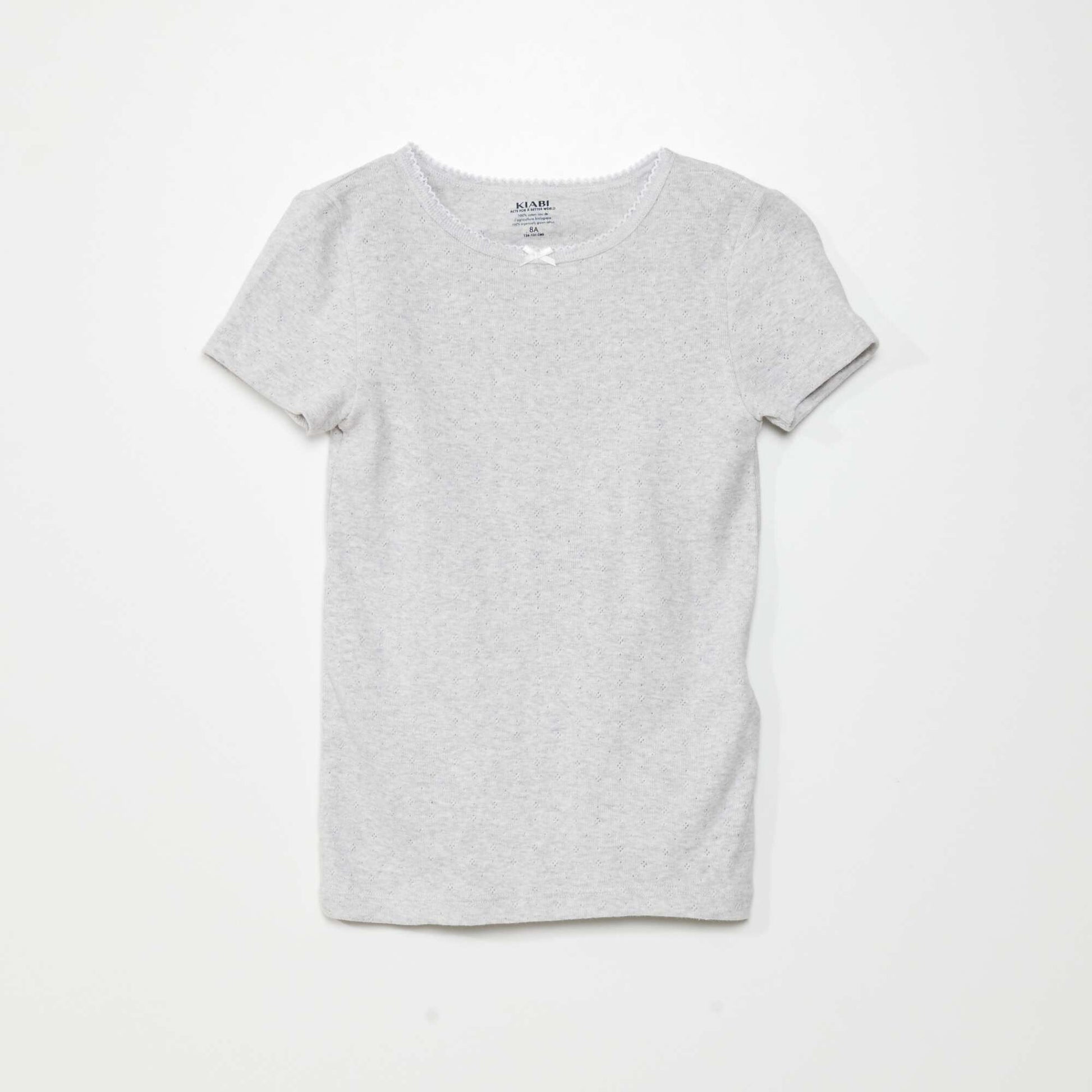 Lot de 3 t-shirts en maille pointelle BLANC/GRIS
