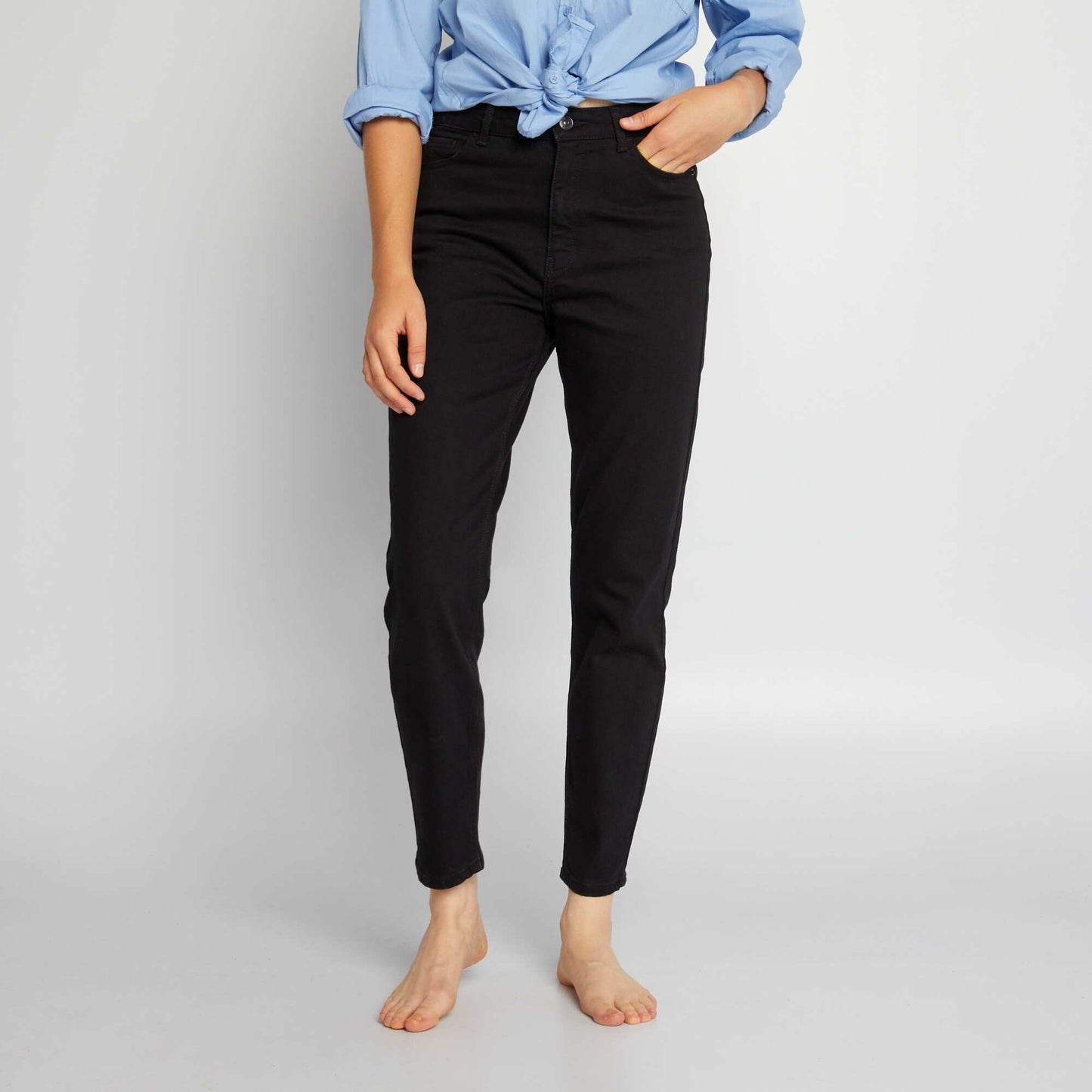 Pantalon slim en denim - L30 NOIR