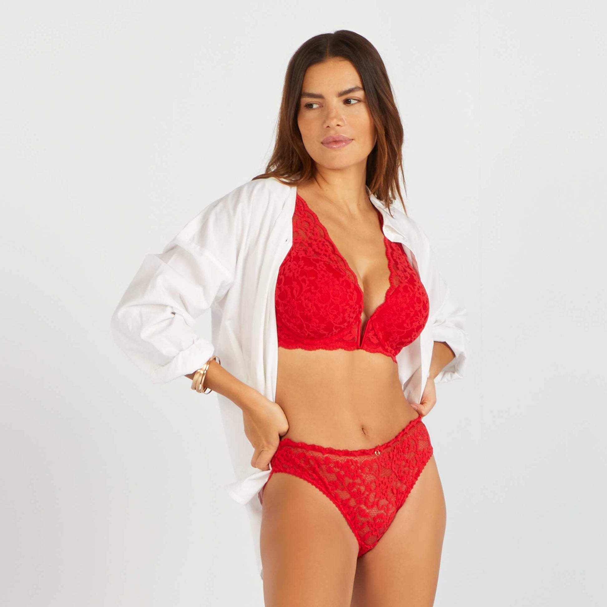 Culotte en dentelle velours doux ROUGE