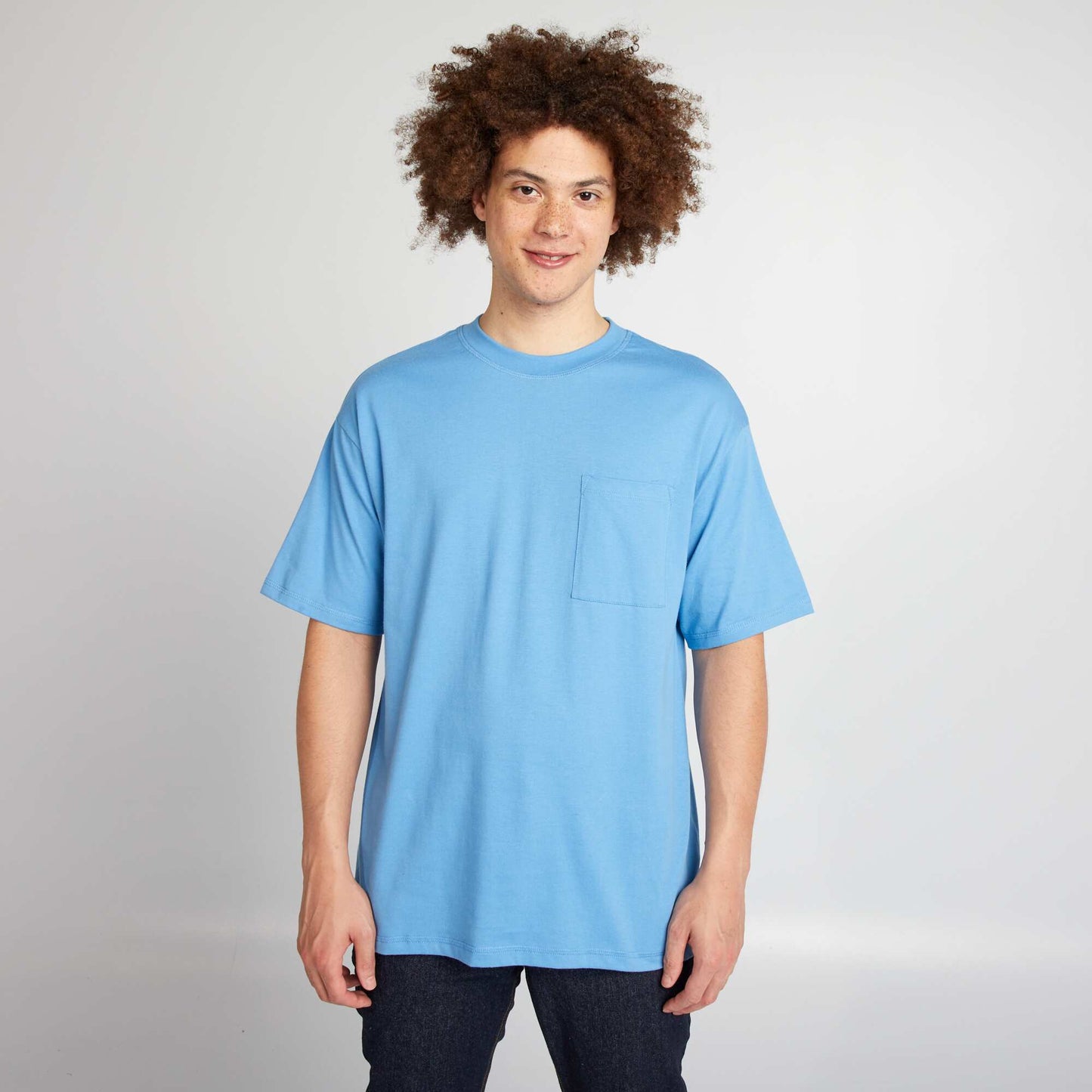 Tee-shirt uni à coupe large BLEU