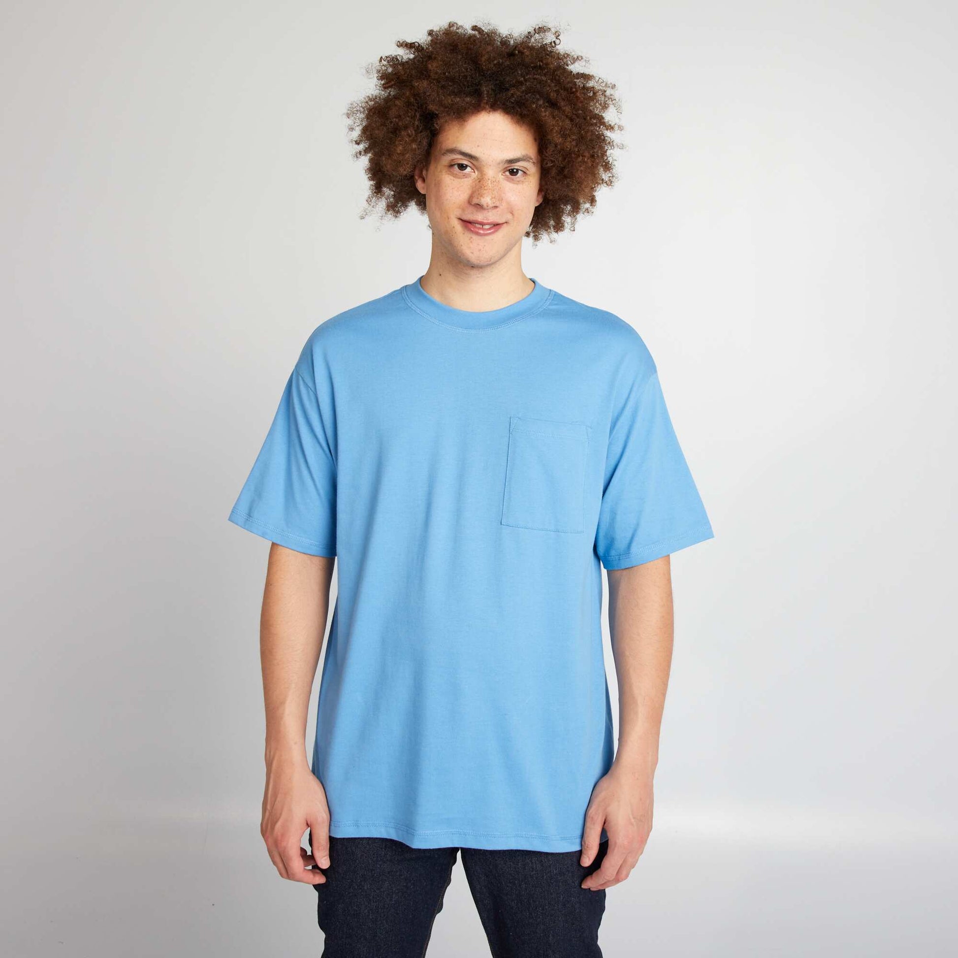 Tee-shirt uni à coupe large BLEU