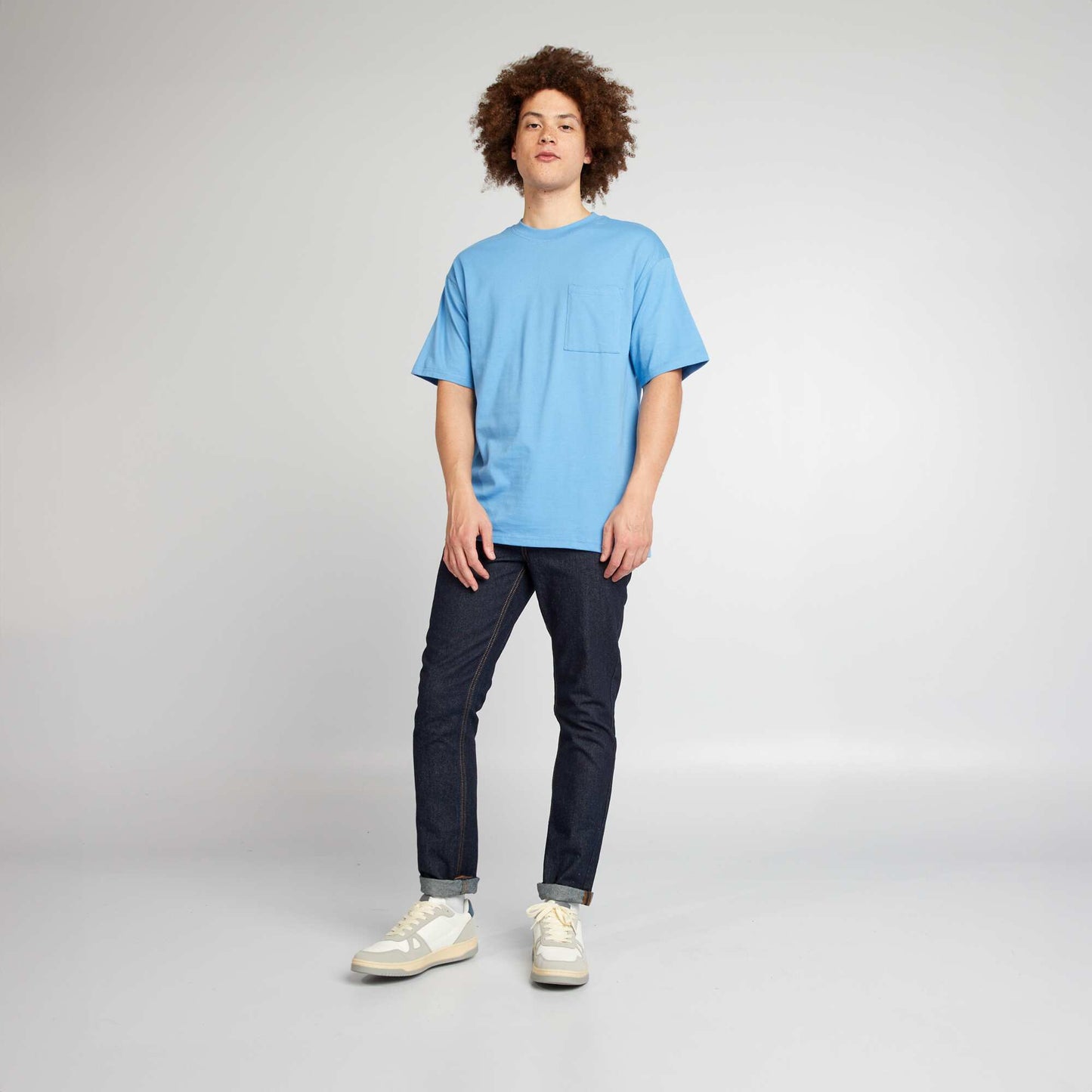 Tee-shirt uni à coupe large BLEU
