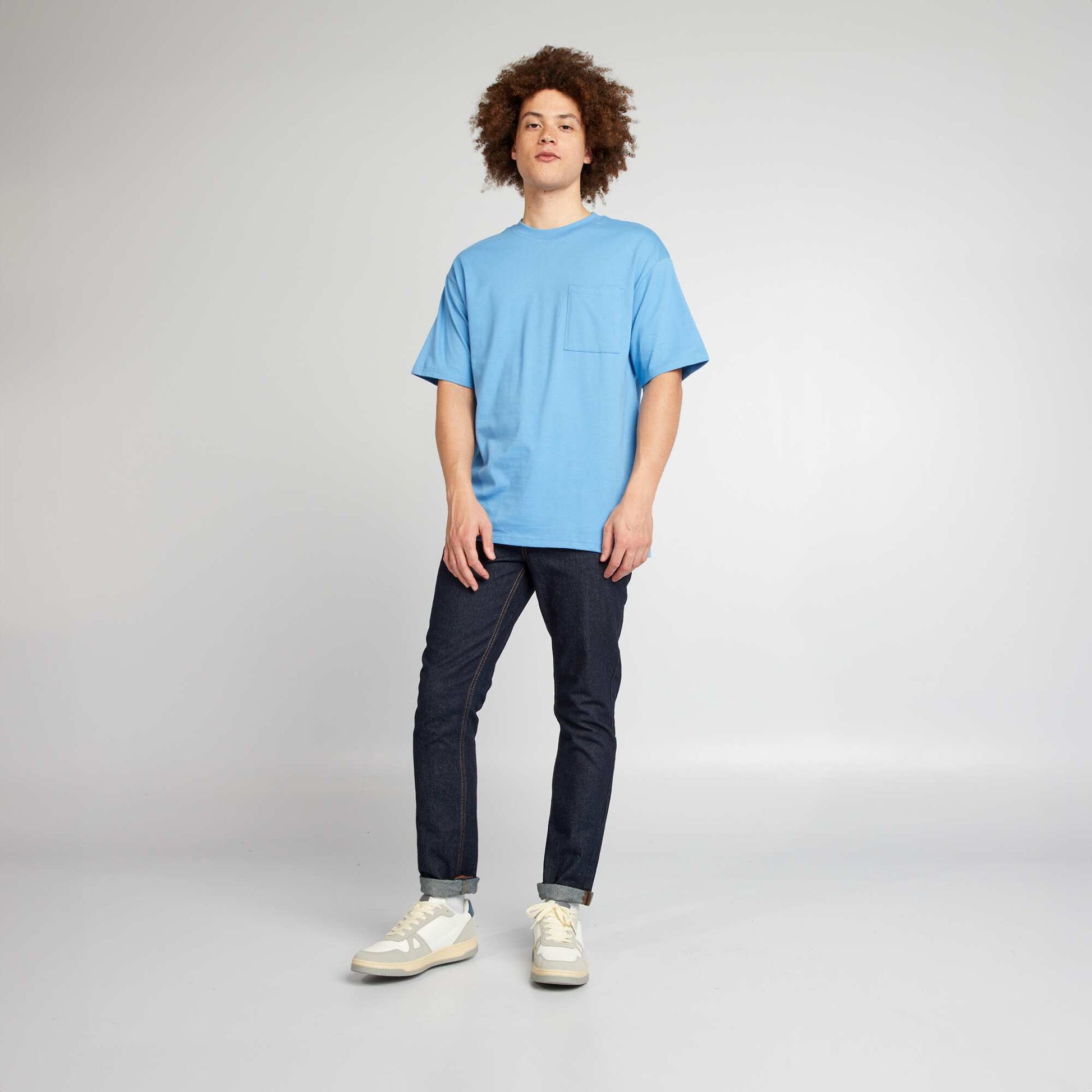 Tee-shirt uni à coupe large BLEU
