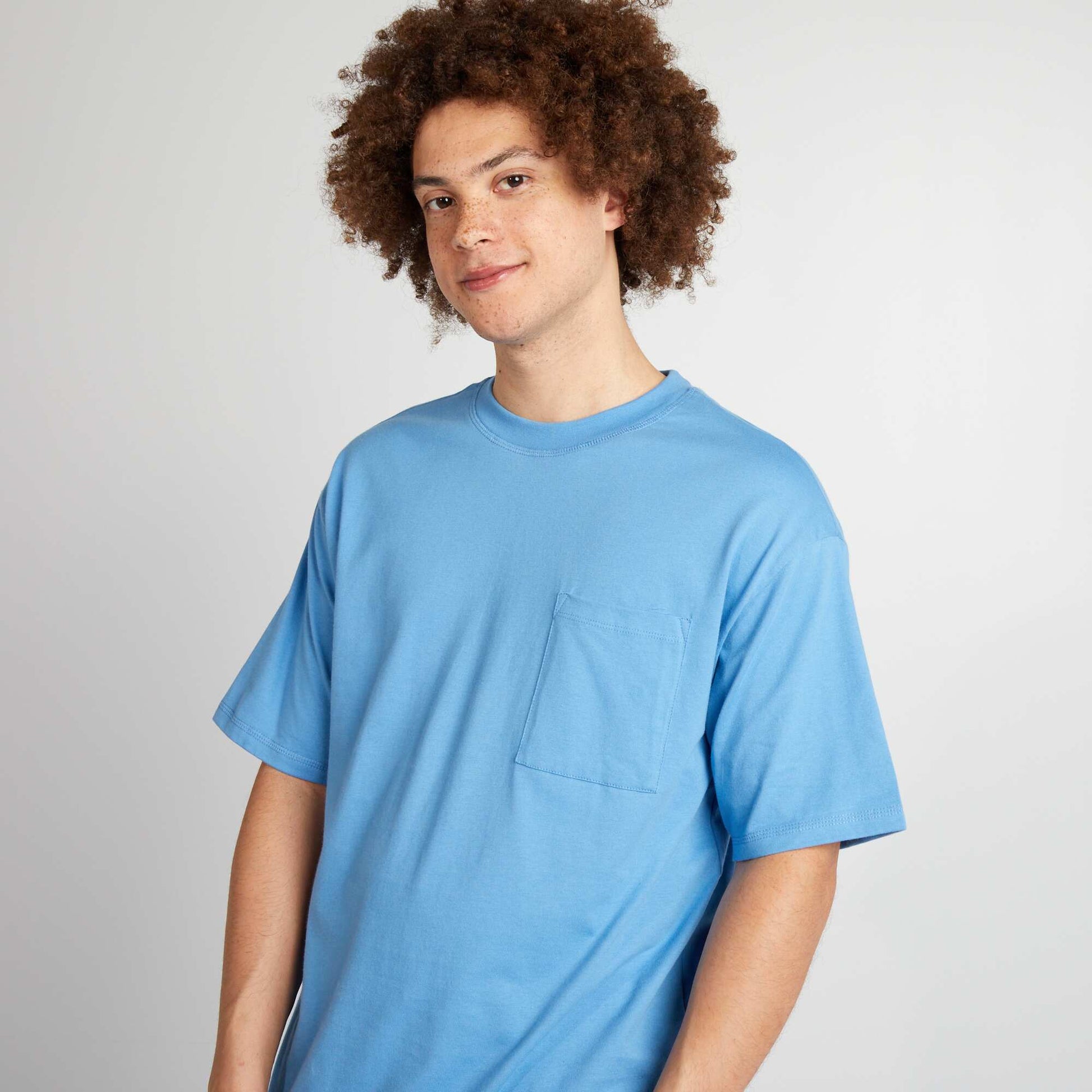 Tee-shirt uni à coupe large BLEU