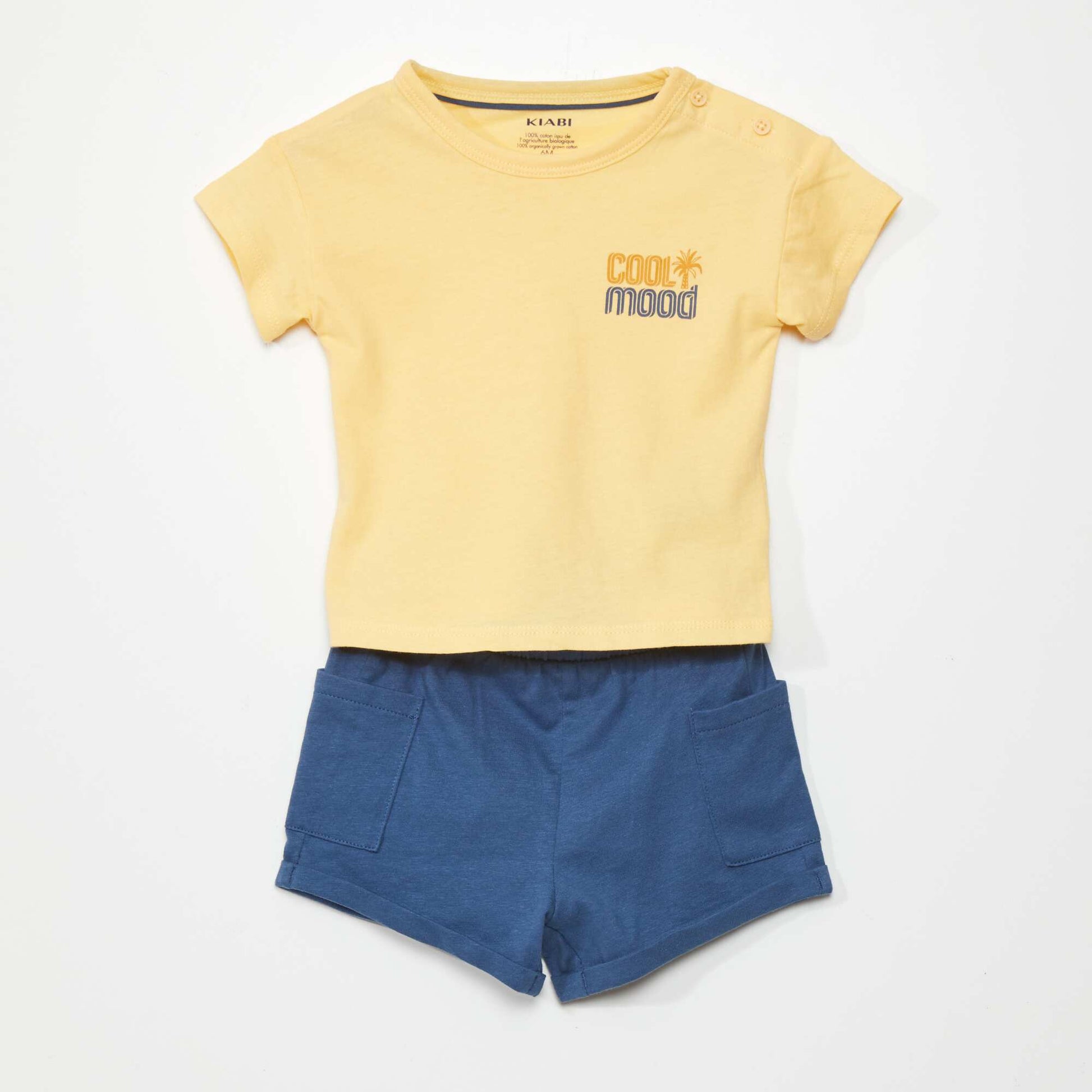 Ensemble t-shirt + short - 2 pièces BLEU MARINE/JAUNE