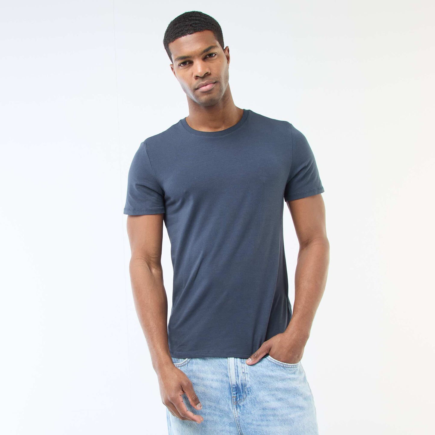 Tee-shirt uni - Slim fit BLEU