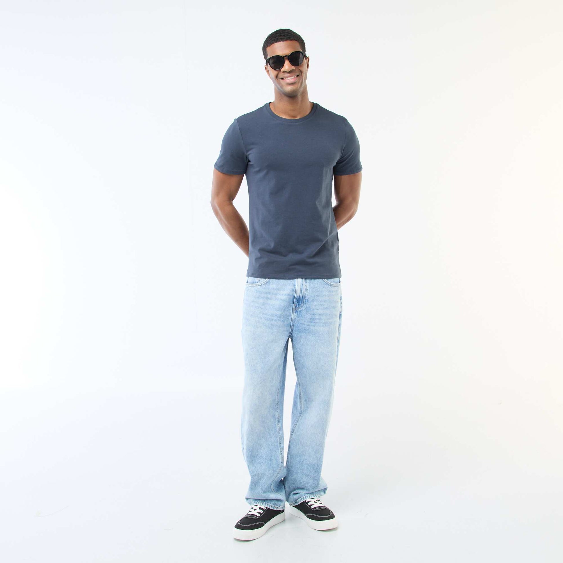 Tee-shirt uni - Slim fit BLEU