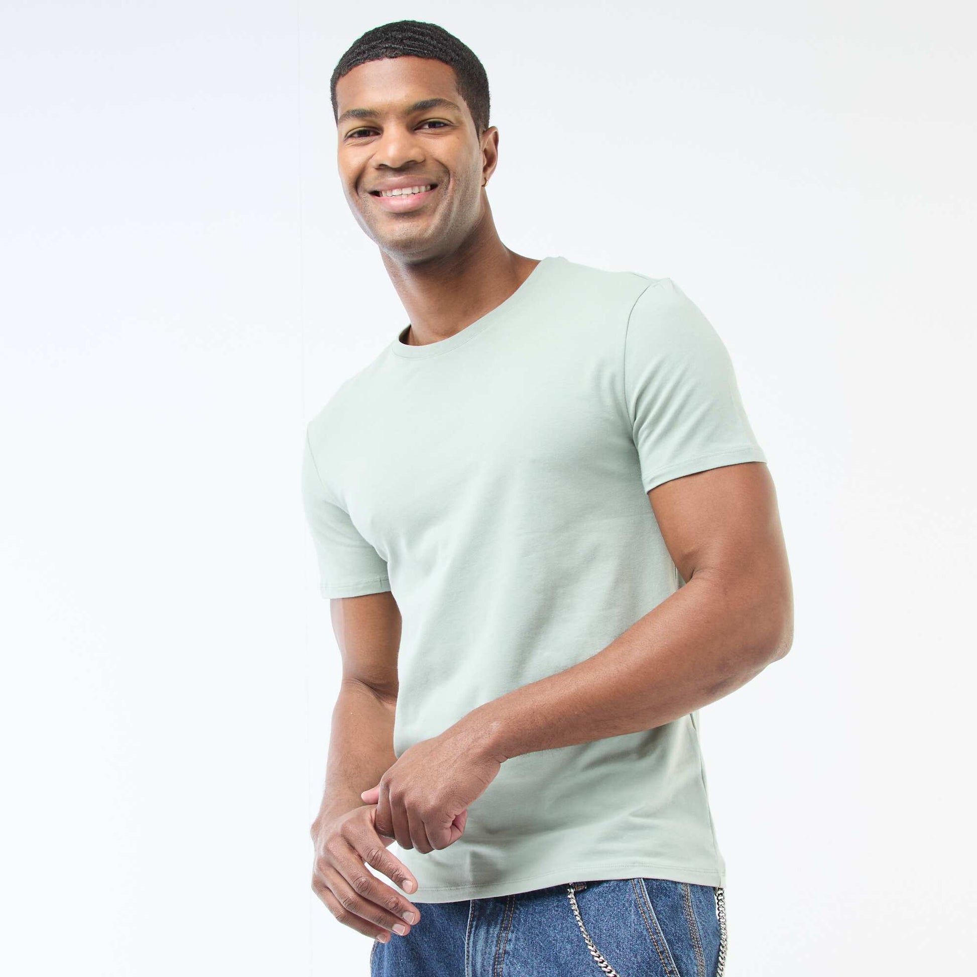 Tee-shirt uni - Slim fit VERT