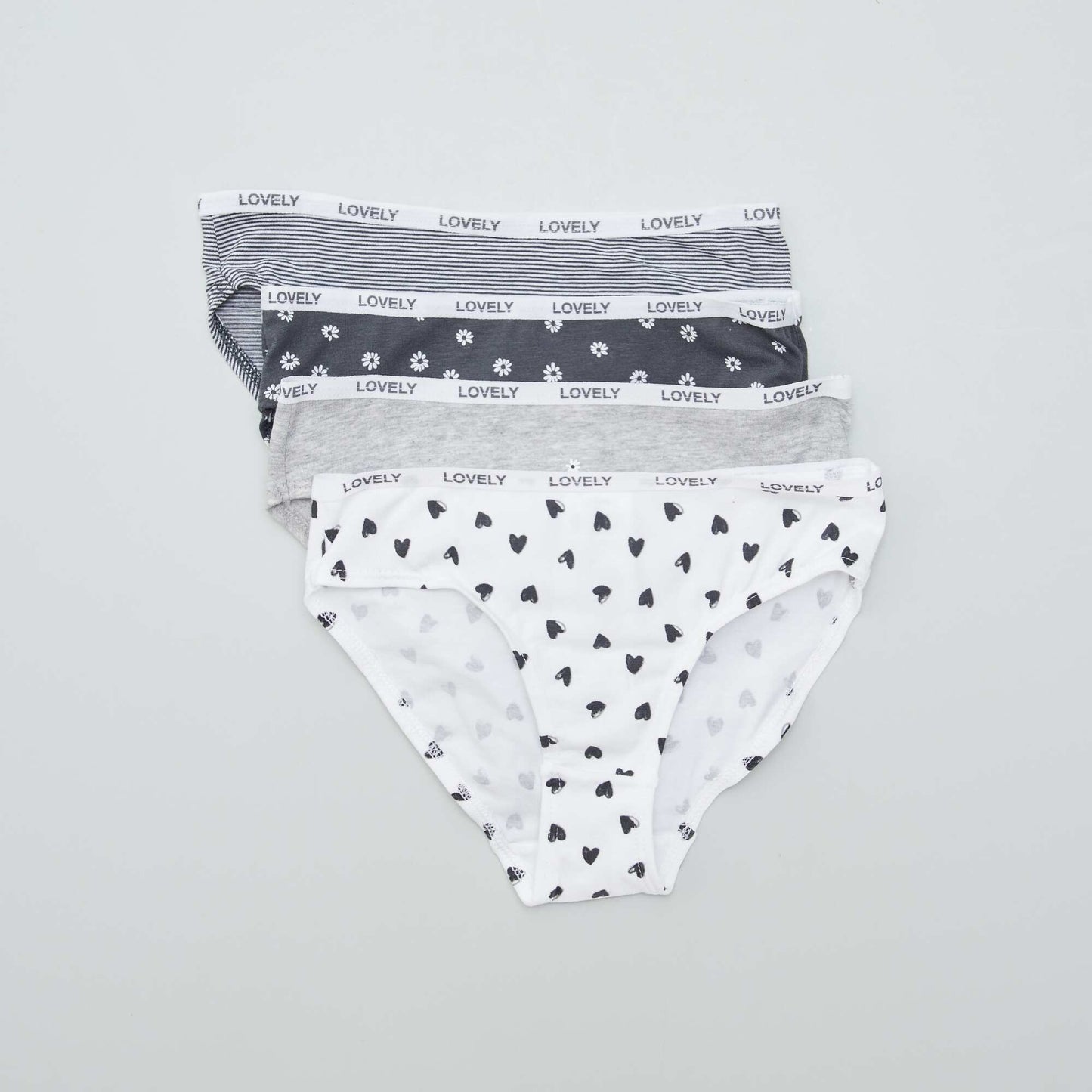 Lot de 4 culottes imprimées GRIS