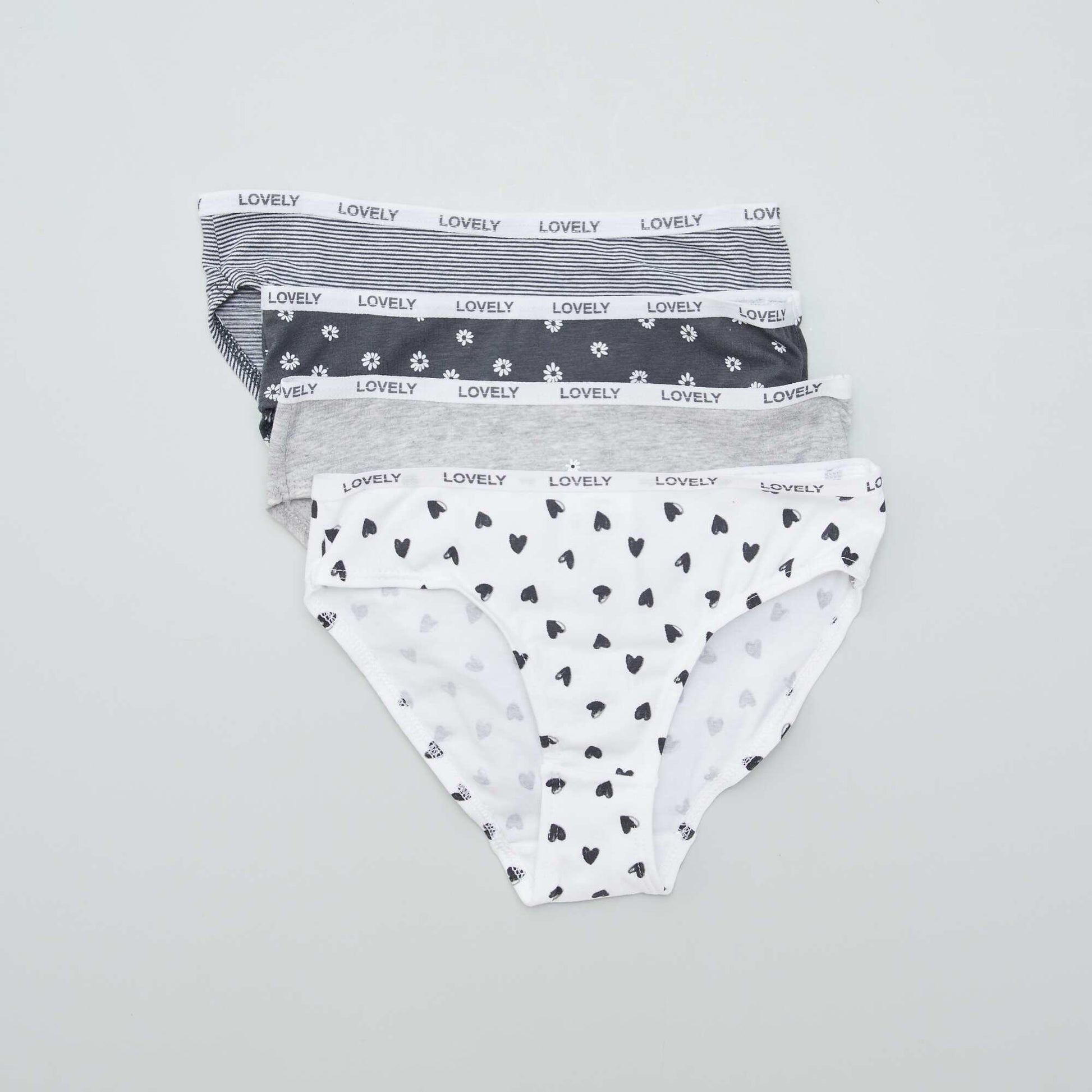 Lot de 4 culottes imprimées GRIS
