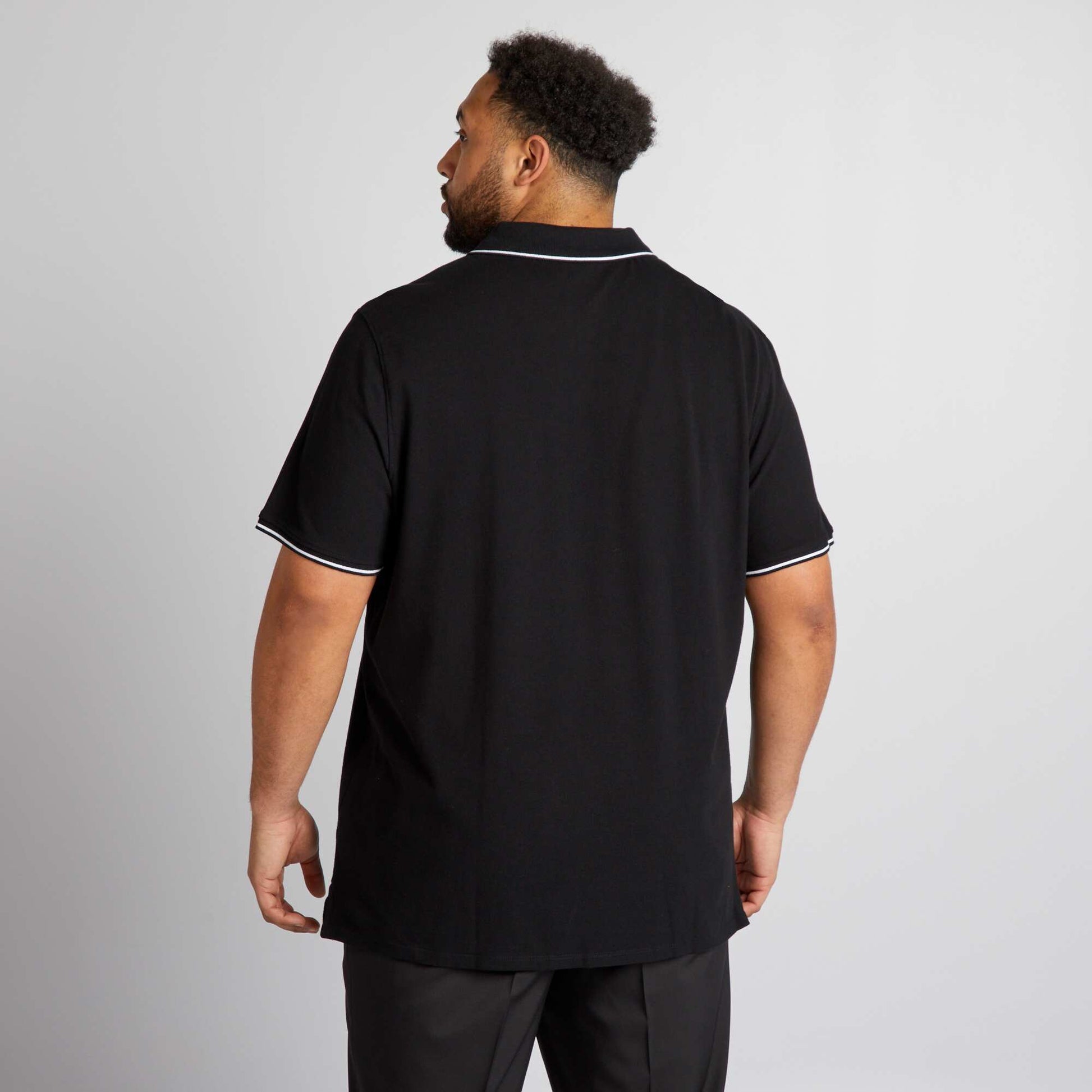 Polo en coton à contrastes NOIR
