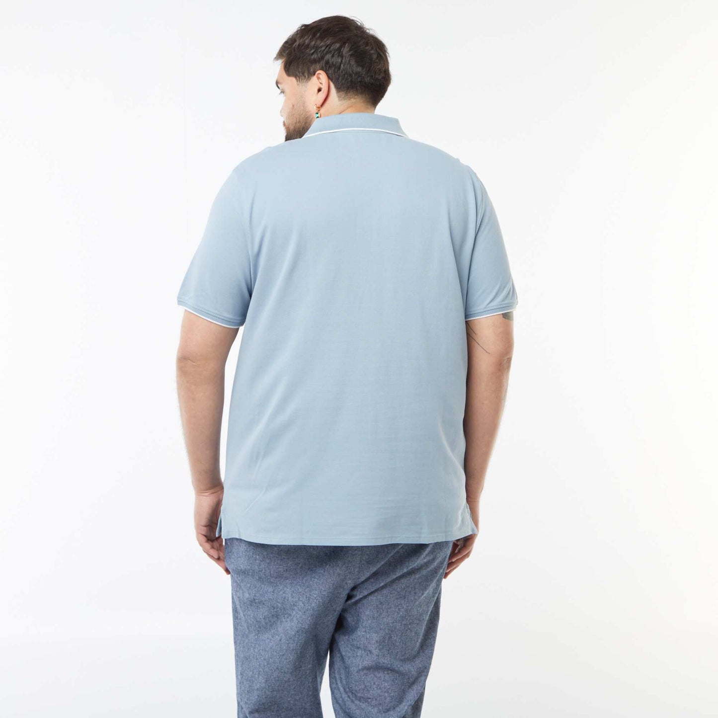 Polo en coton à contrastes BLEU GRISé