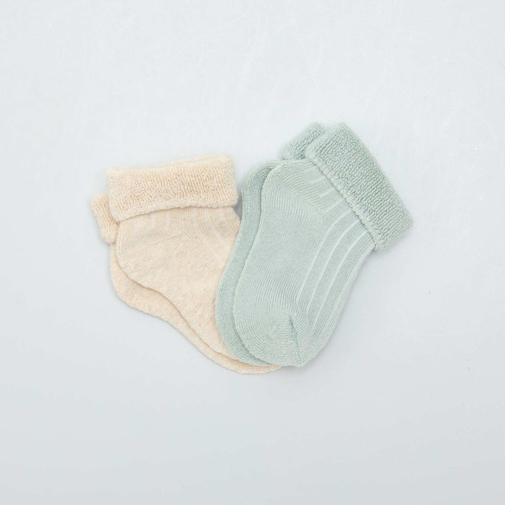 Lot 2 paires de chaussettes en maille bouclette BEIGE/BLEU