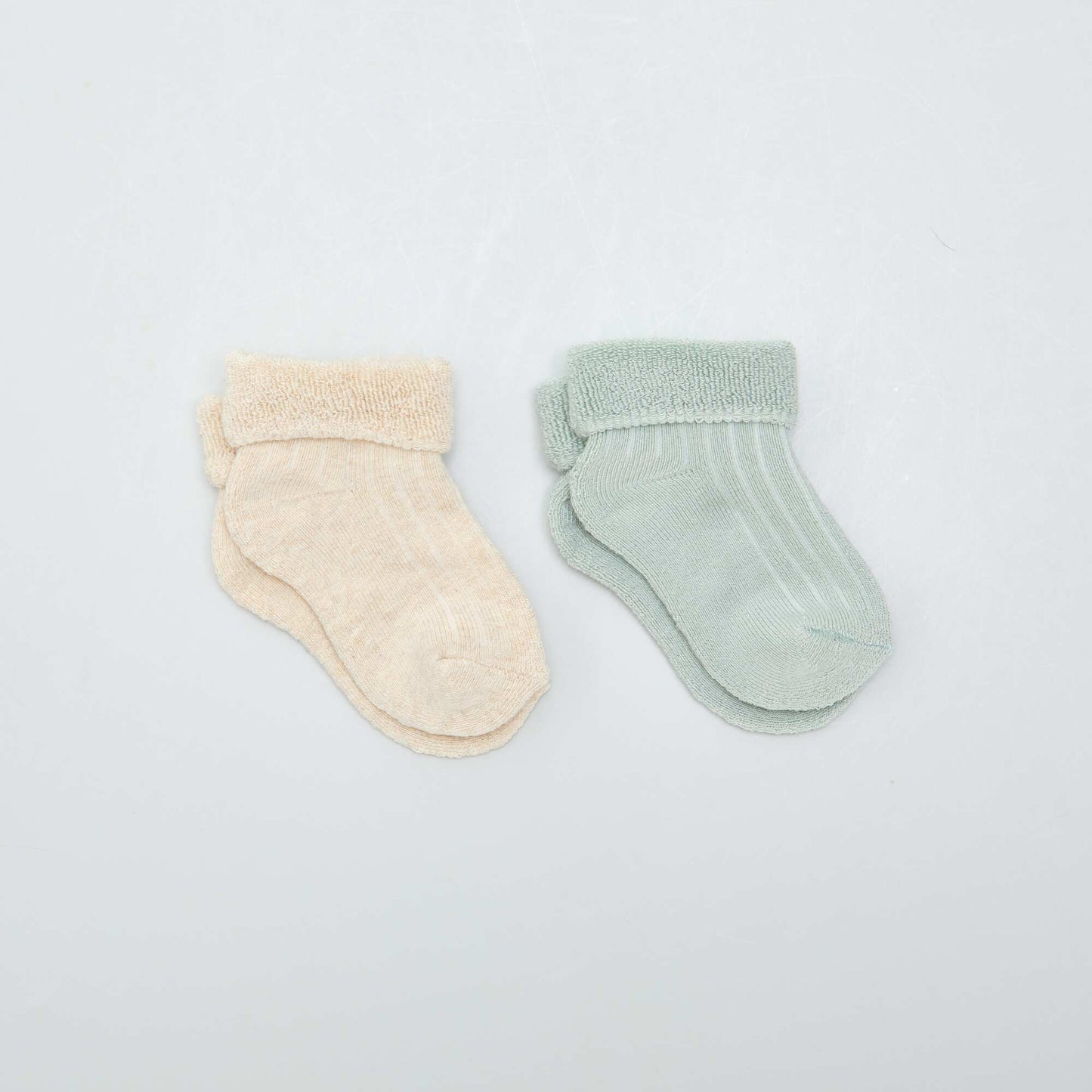Lot 2 paires de chaussettes en maille bouclette BEIGE/BLEU