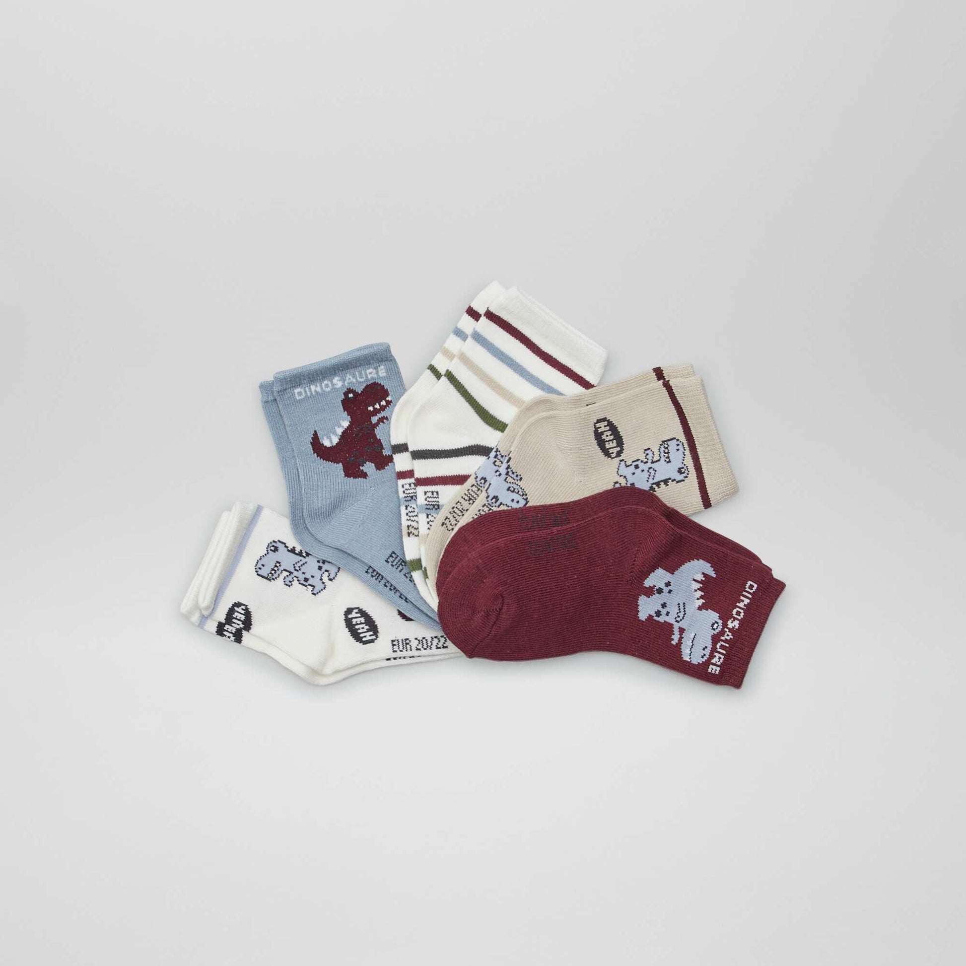 Lot de 5 paires de chaussettes MARRON/BLEU/BEIGE/ROUGE