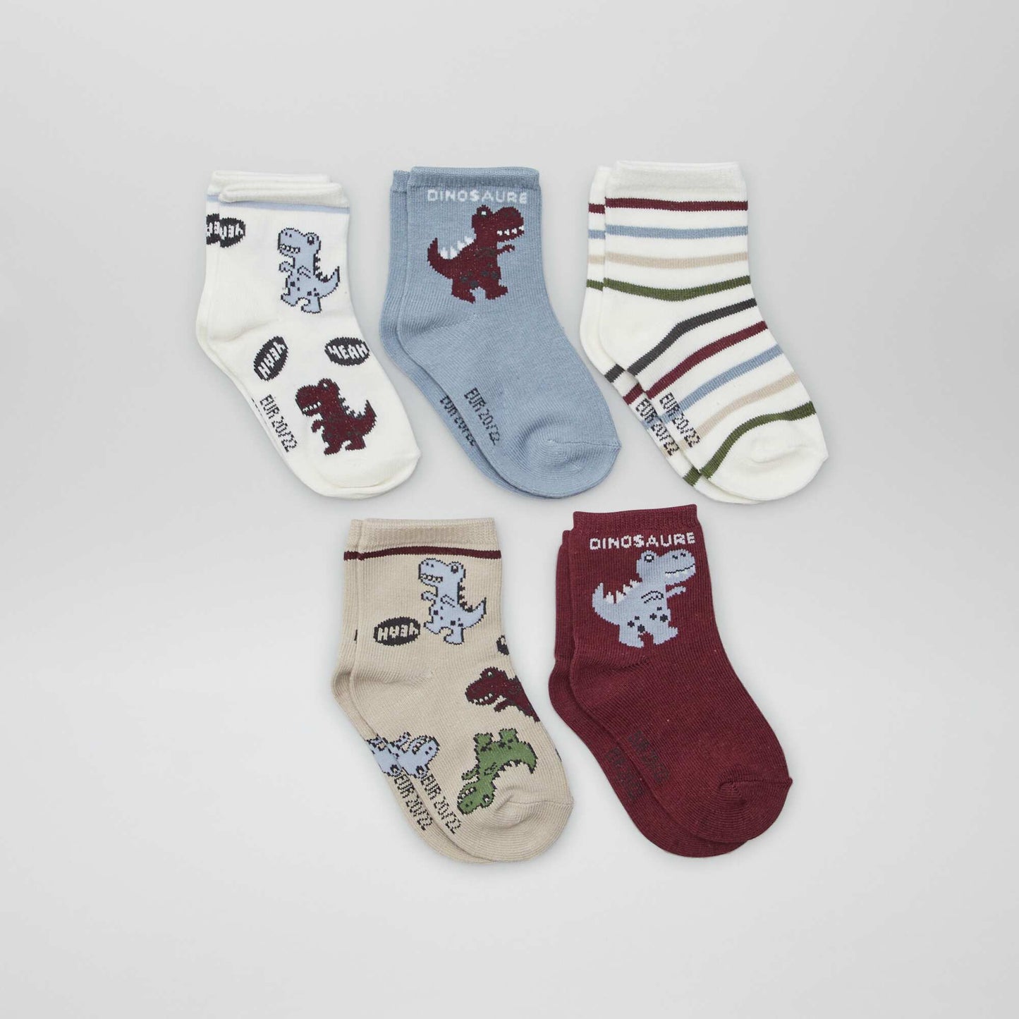 Lot de 5 paires de chaussettes MARRON/BLEU/BEIGE/ROUGE