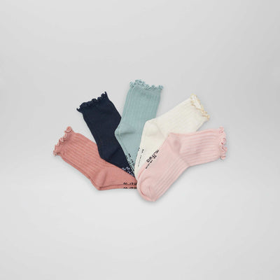 Lot de 5 paires de chaussettes ROSE/BLEU/BEIGE