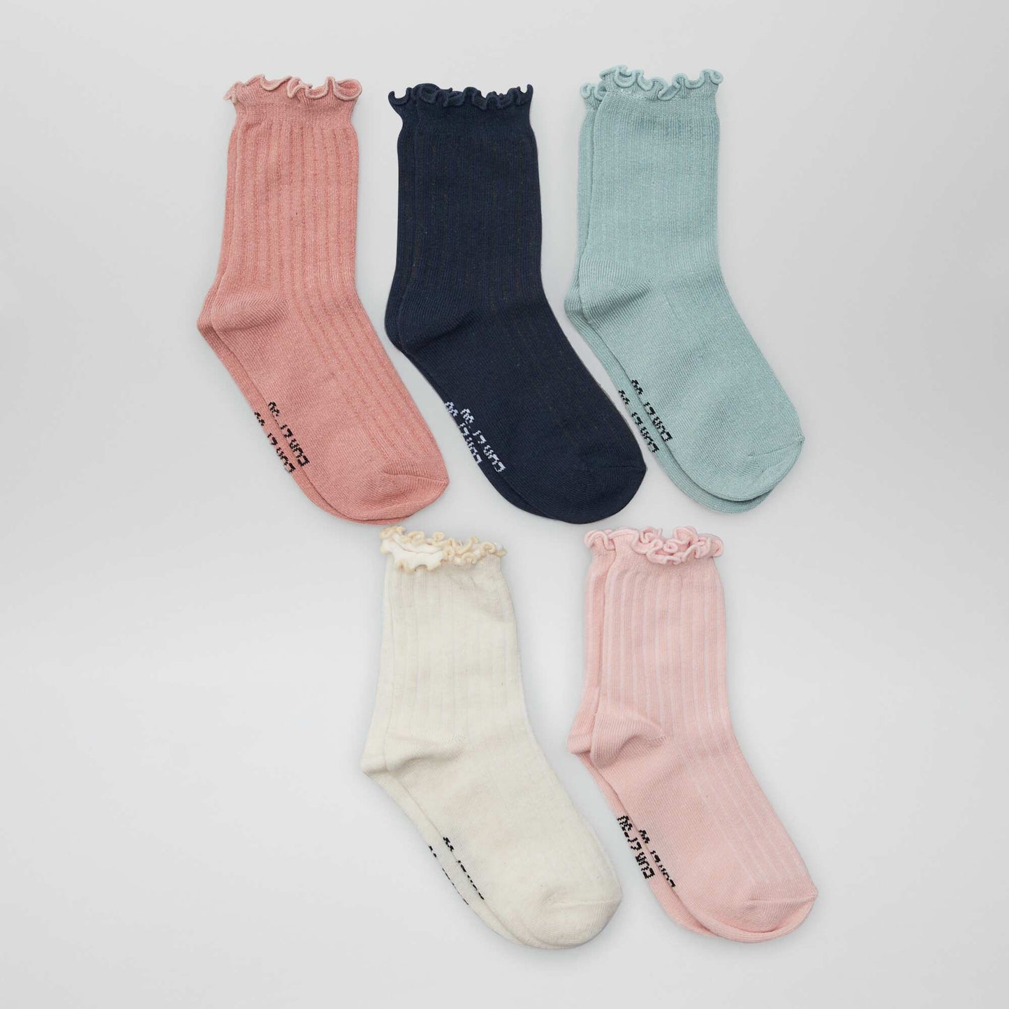 Lot de 5 paires de chaussettes ROSE/BLEU/BEIGE
