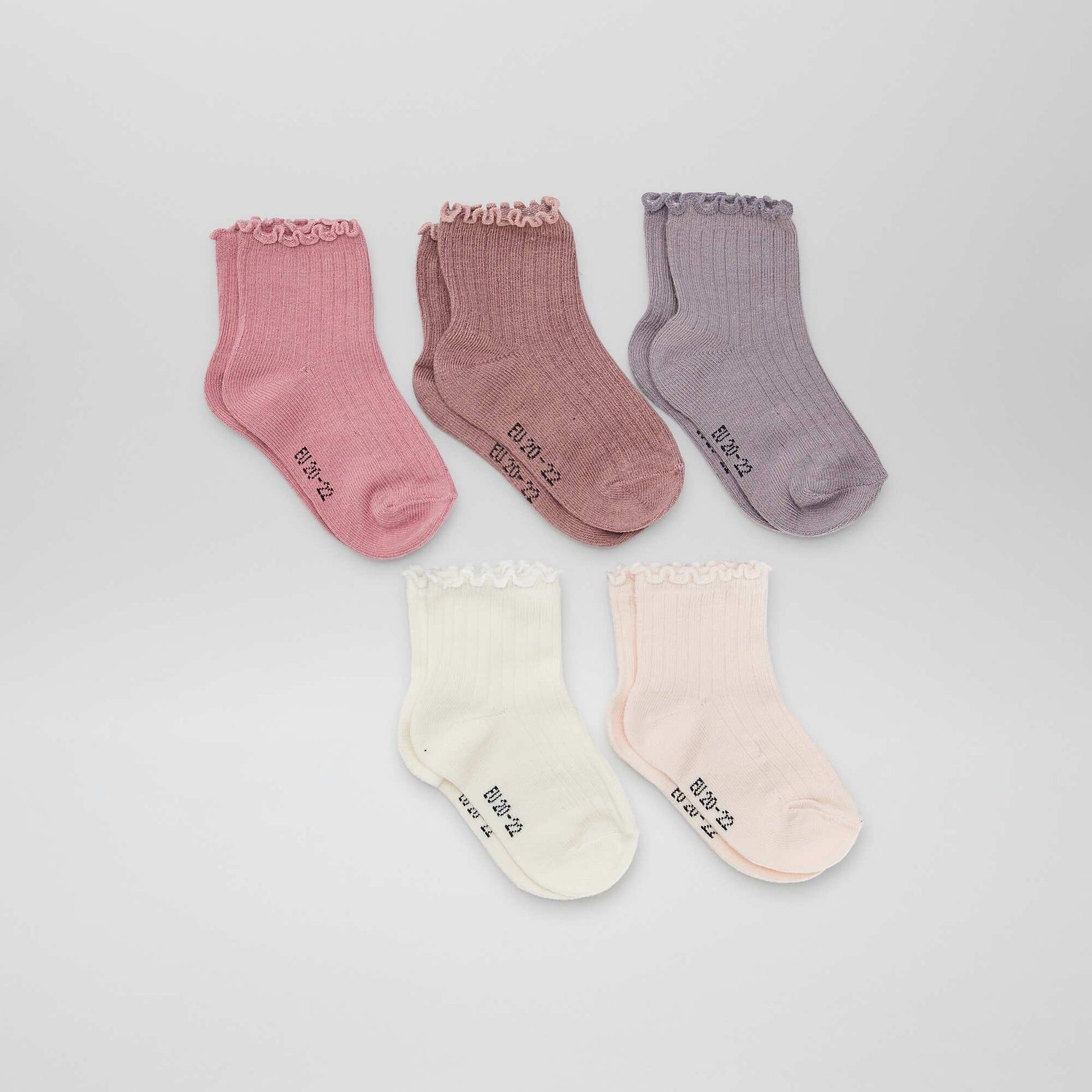 Lot de 5 chaussettes à volants ROSE