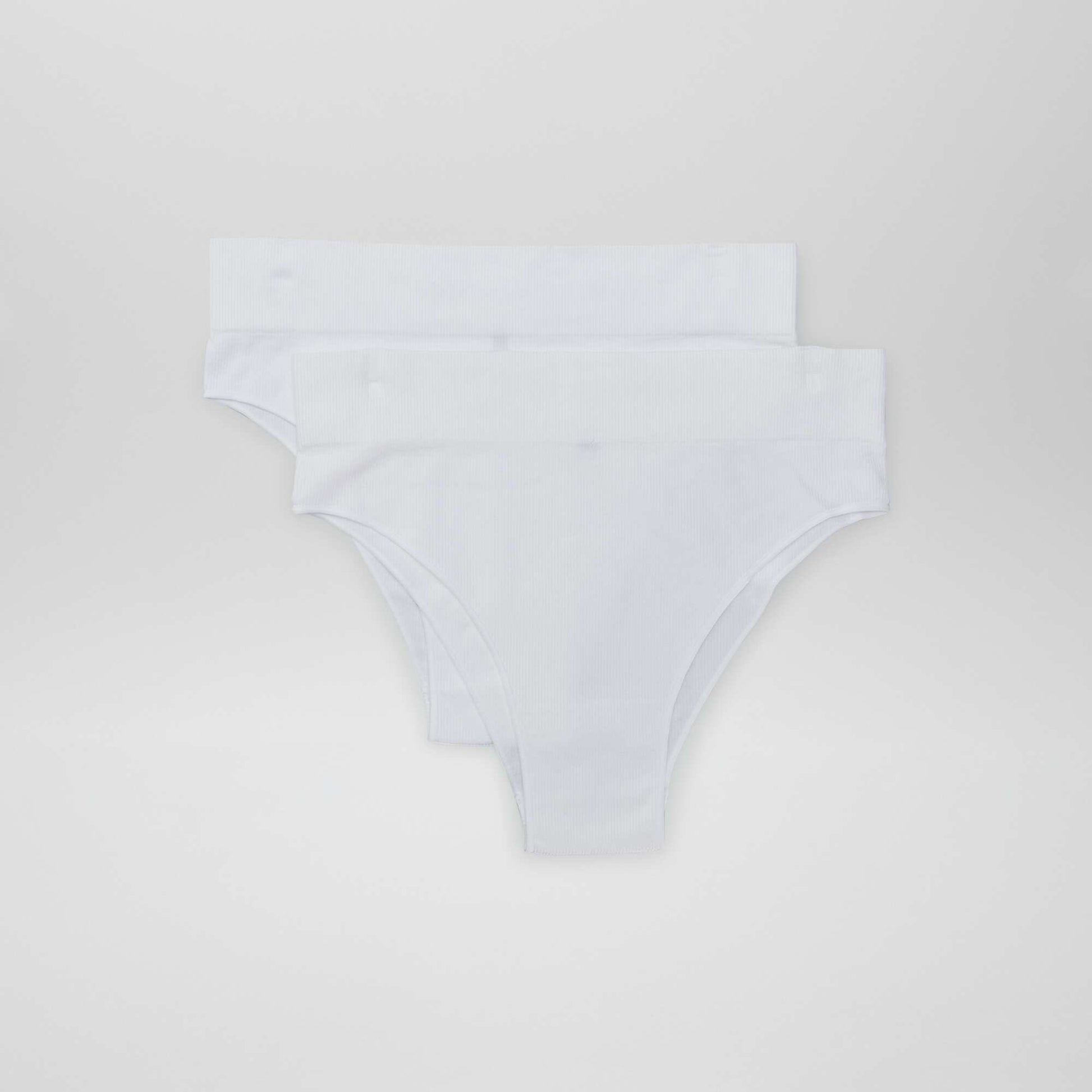 Lot de 2 tangas côtelés sans couture BLANC