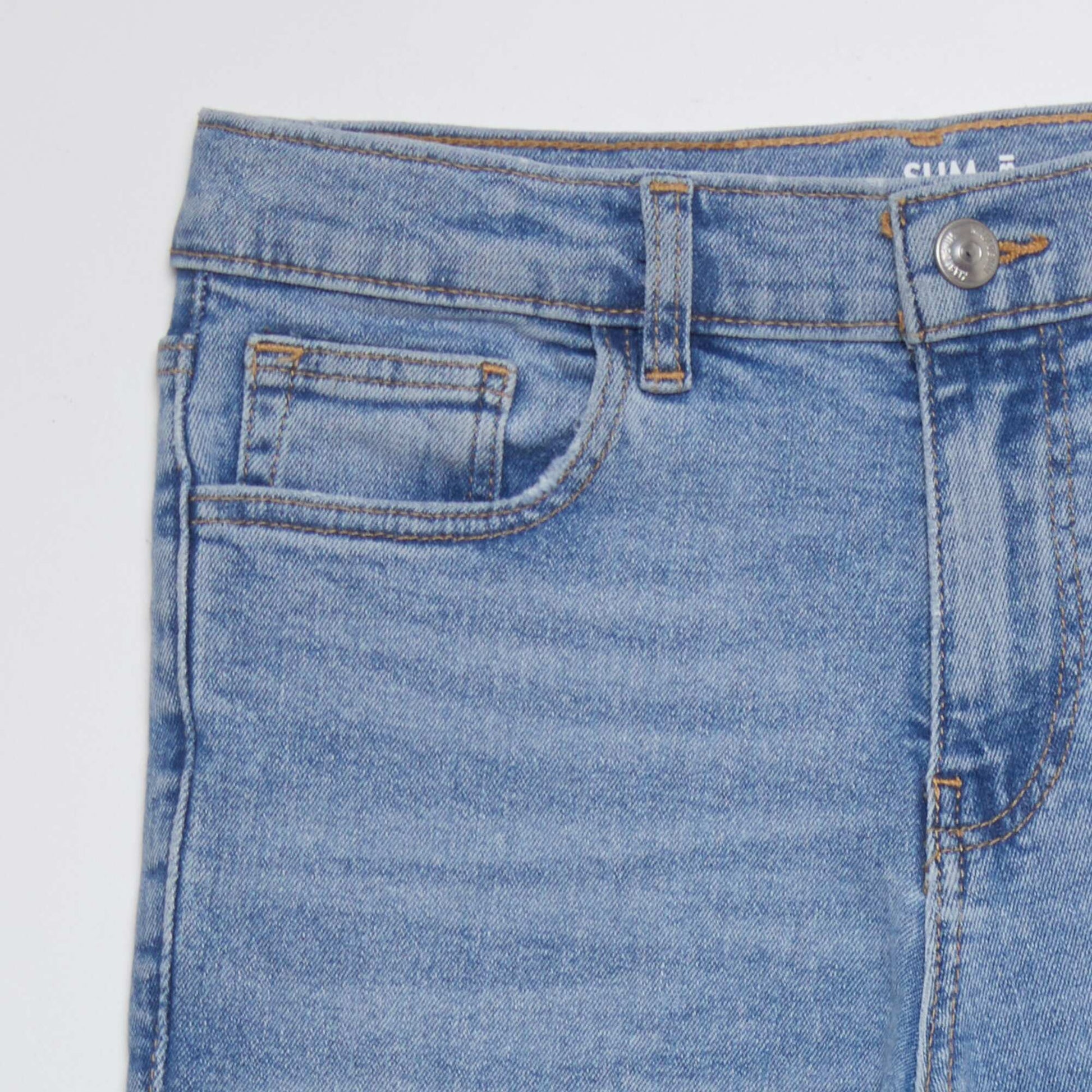 Jean slim taille ajustable BLEU CLAIR
