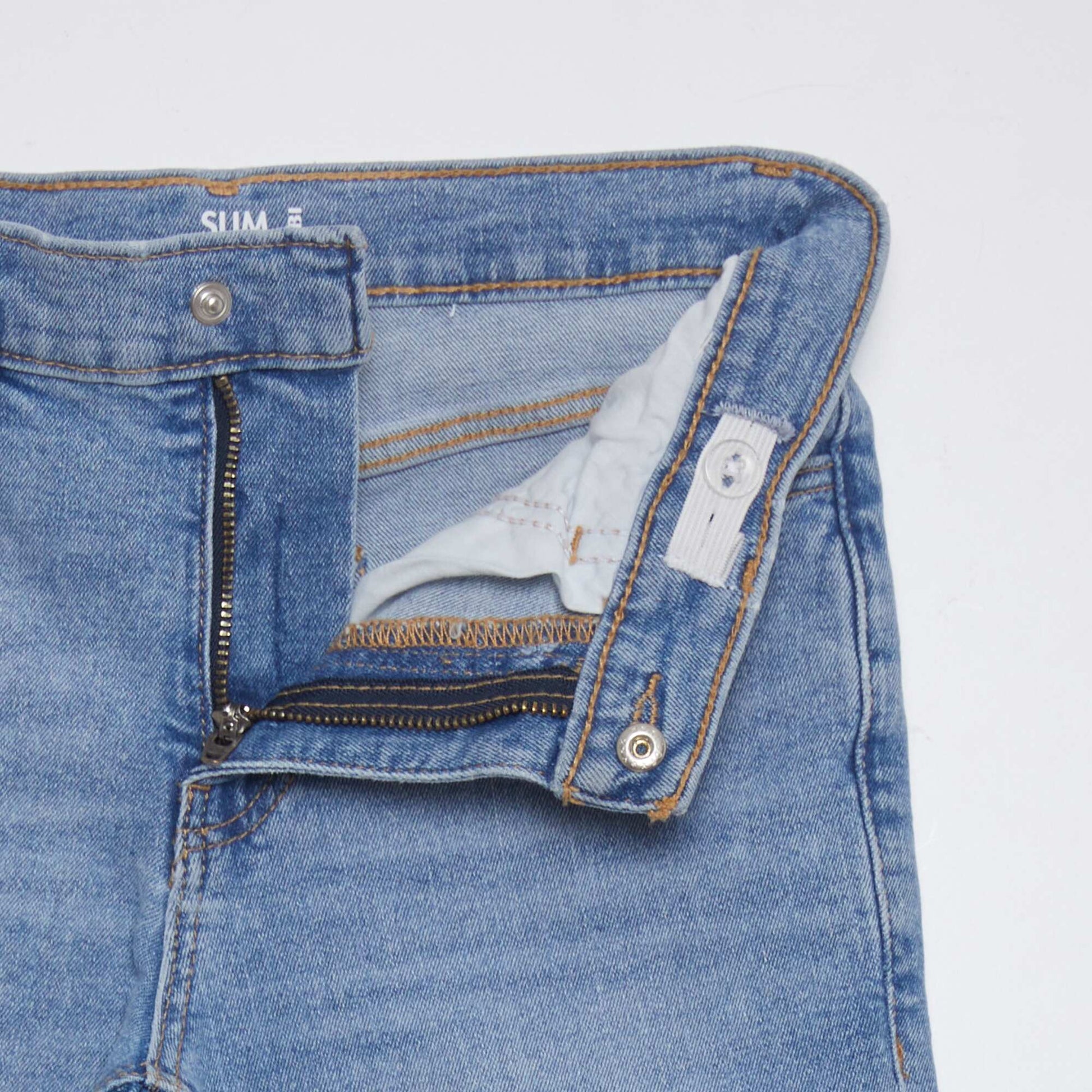 Jean slim taille ajustable BLEU CLAIR