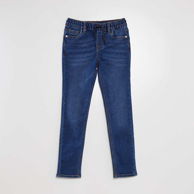 Jean à taille élastiquée avec cordons BLEU BRUT