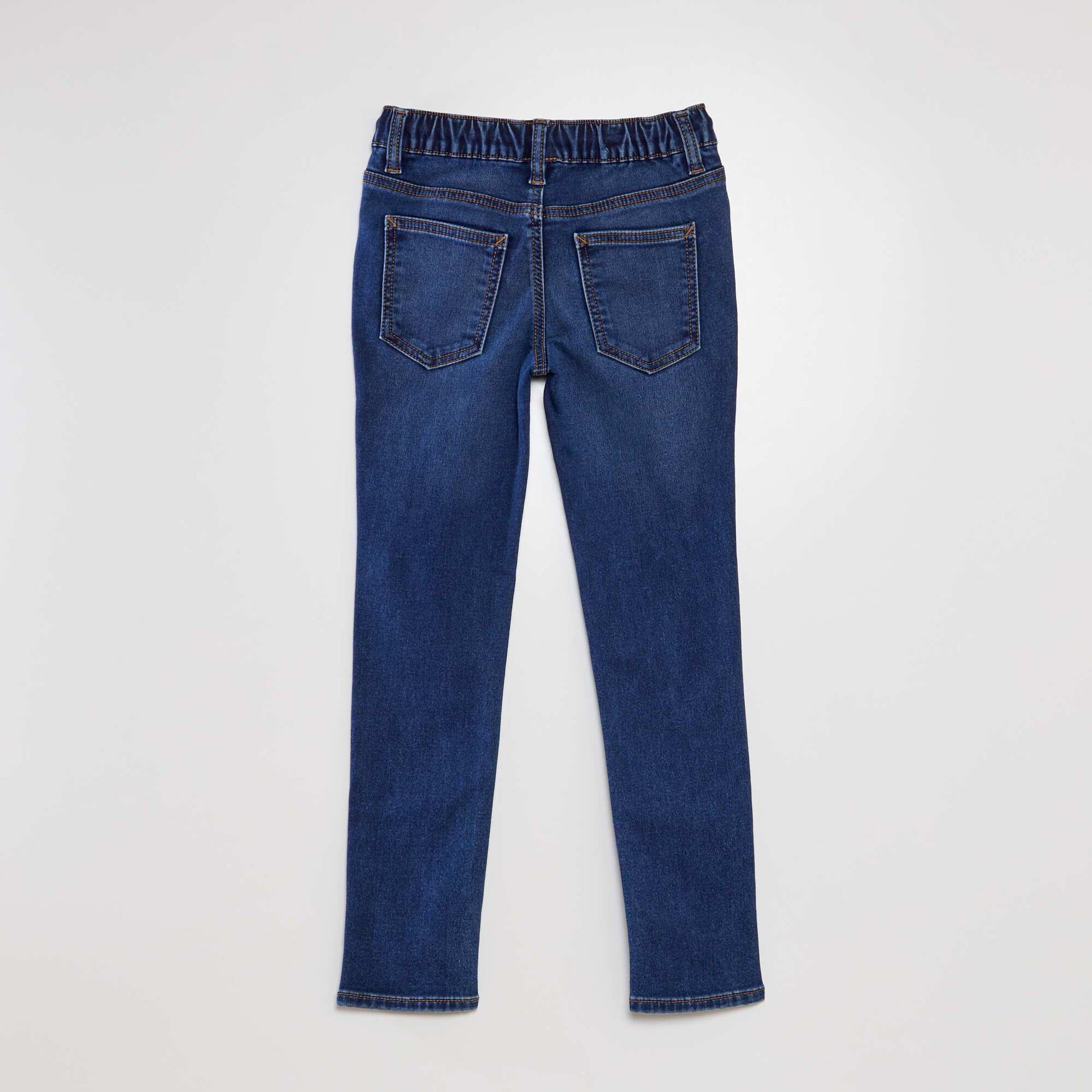 Jean à taille élastiquée avec cordons BLEU BRUT