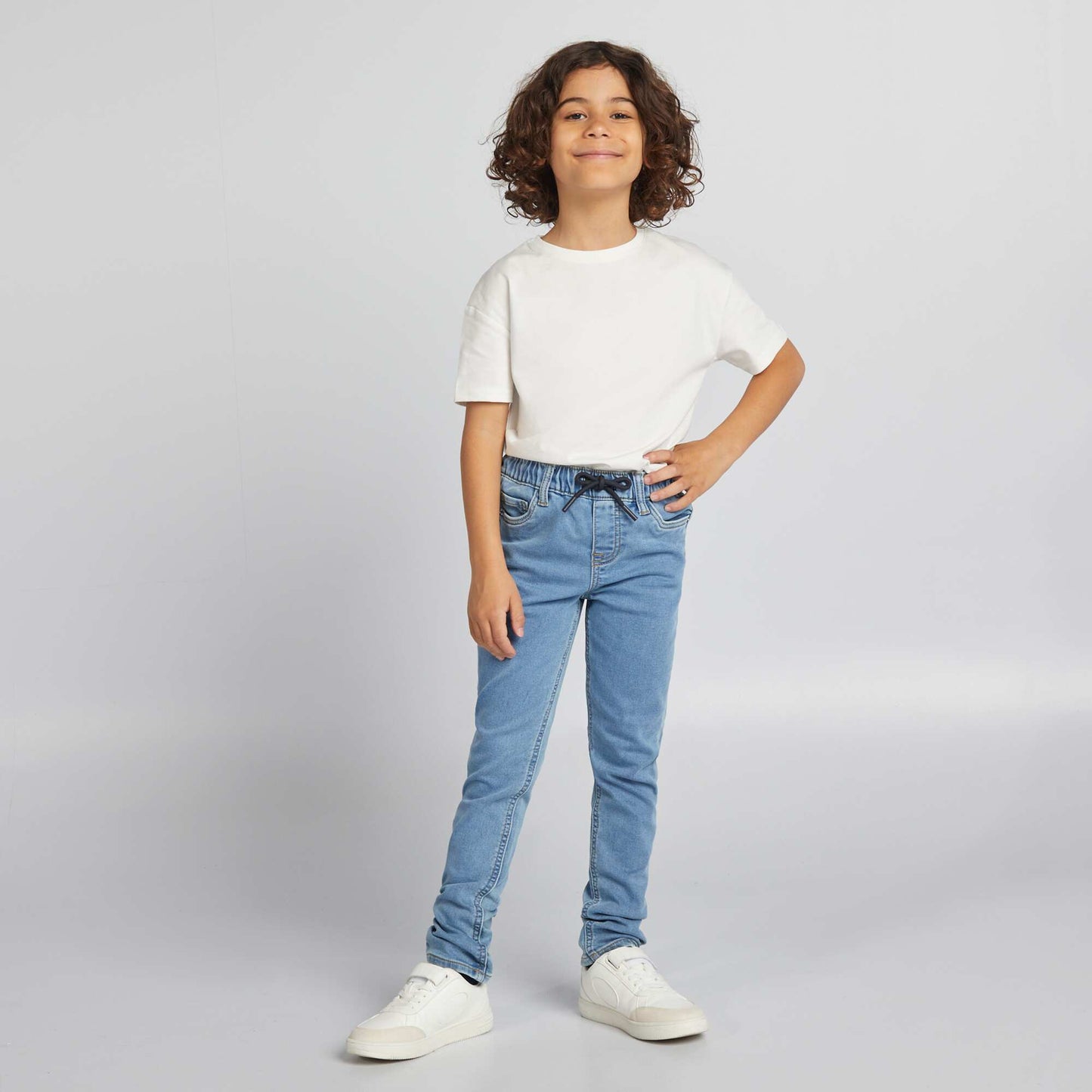 Jean à taille élastiquée avec cordons DOUBLE STONE