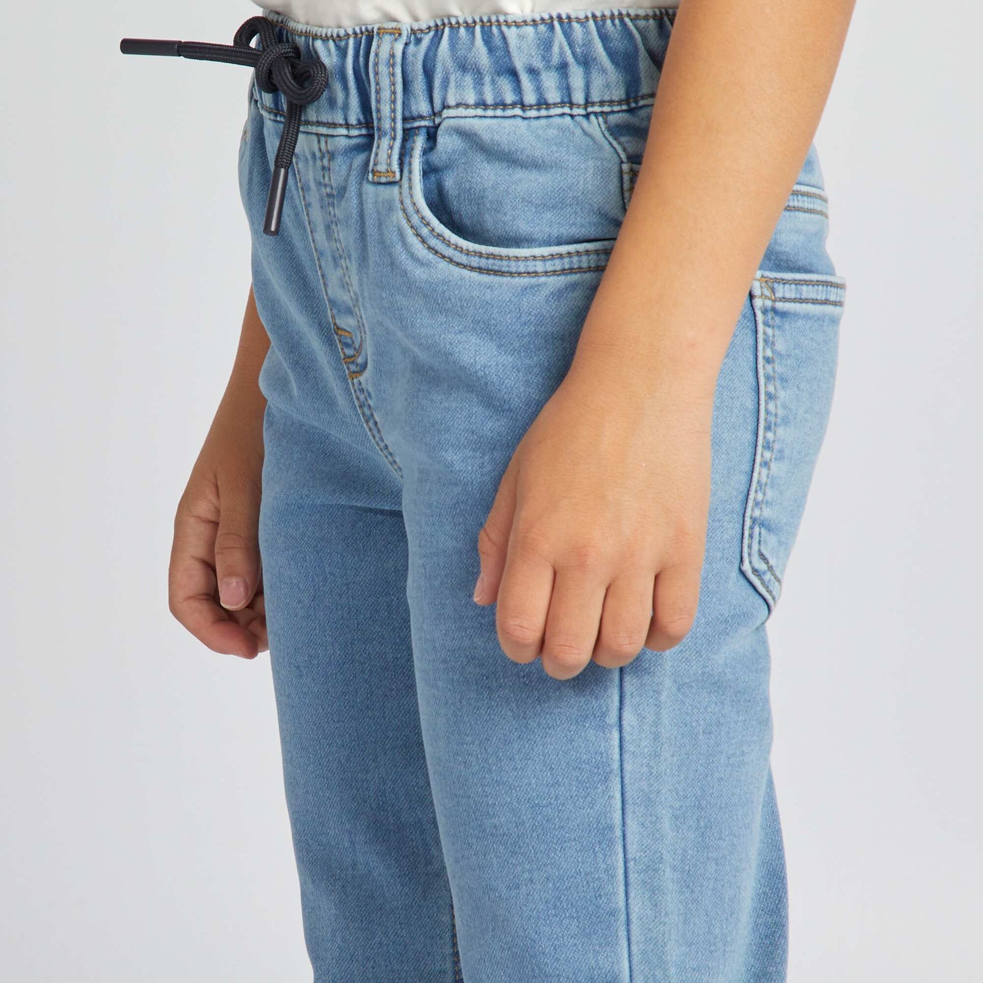 Jean à taille élastiquée avec cordons DOUBLE STONE