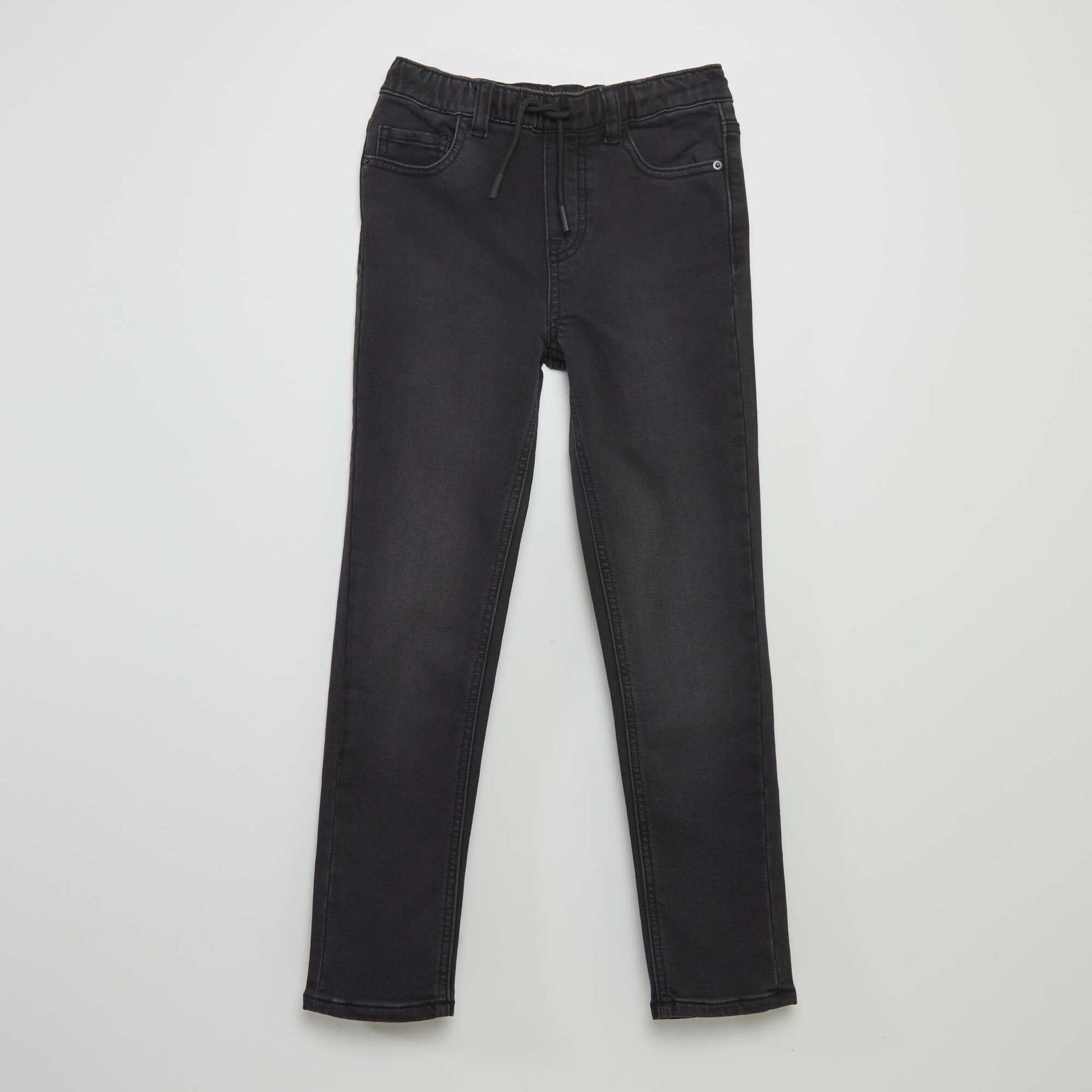 Jean à taille élastiquée avec cordons NOIR