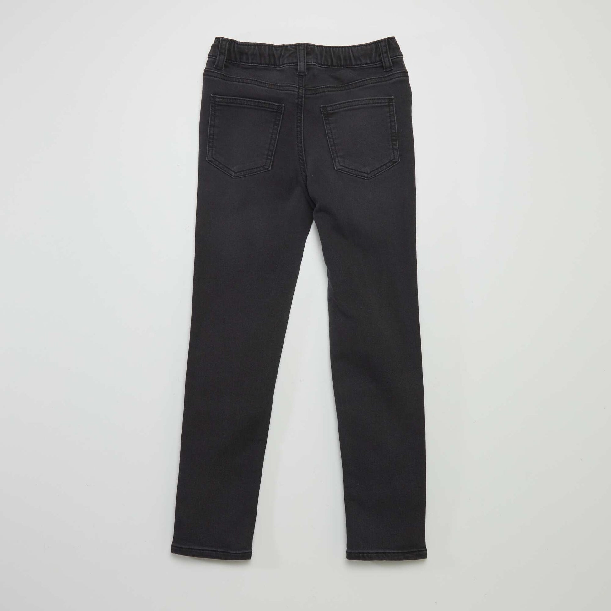 Jean à taille élastiquée avec cordons NOIR