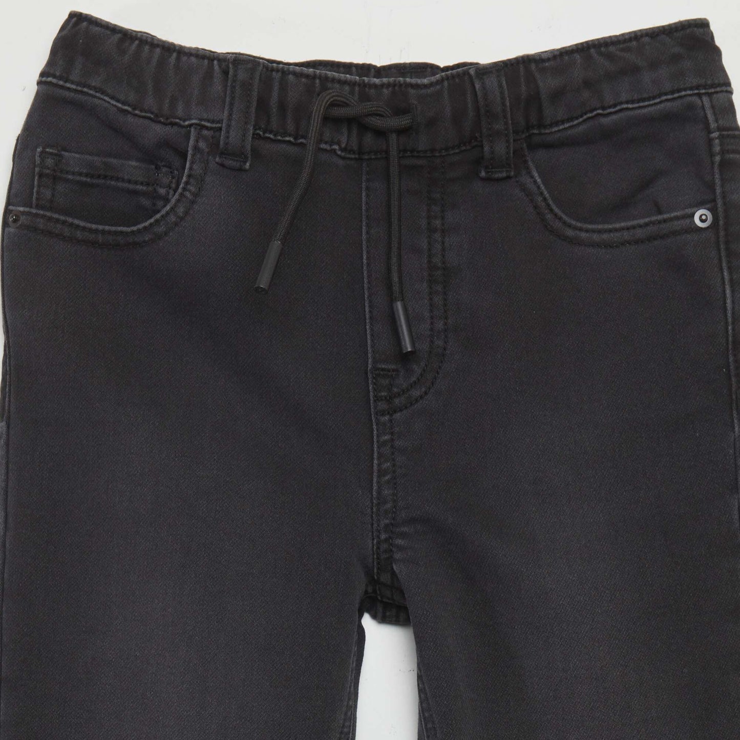 Jean à taille élastiquée avec cordons NOIR