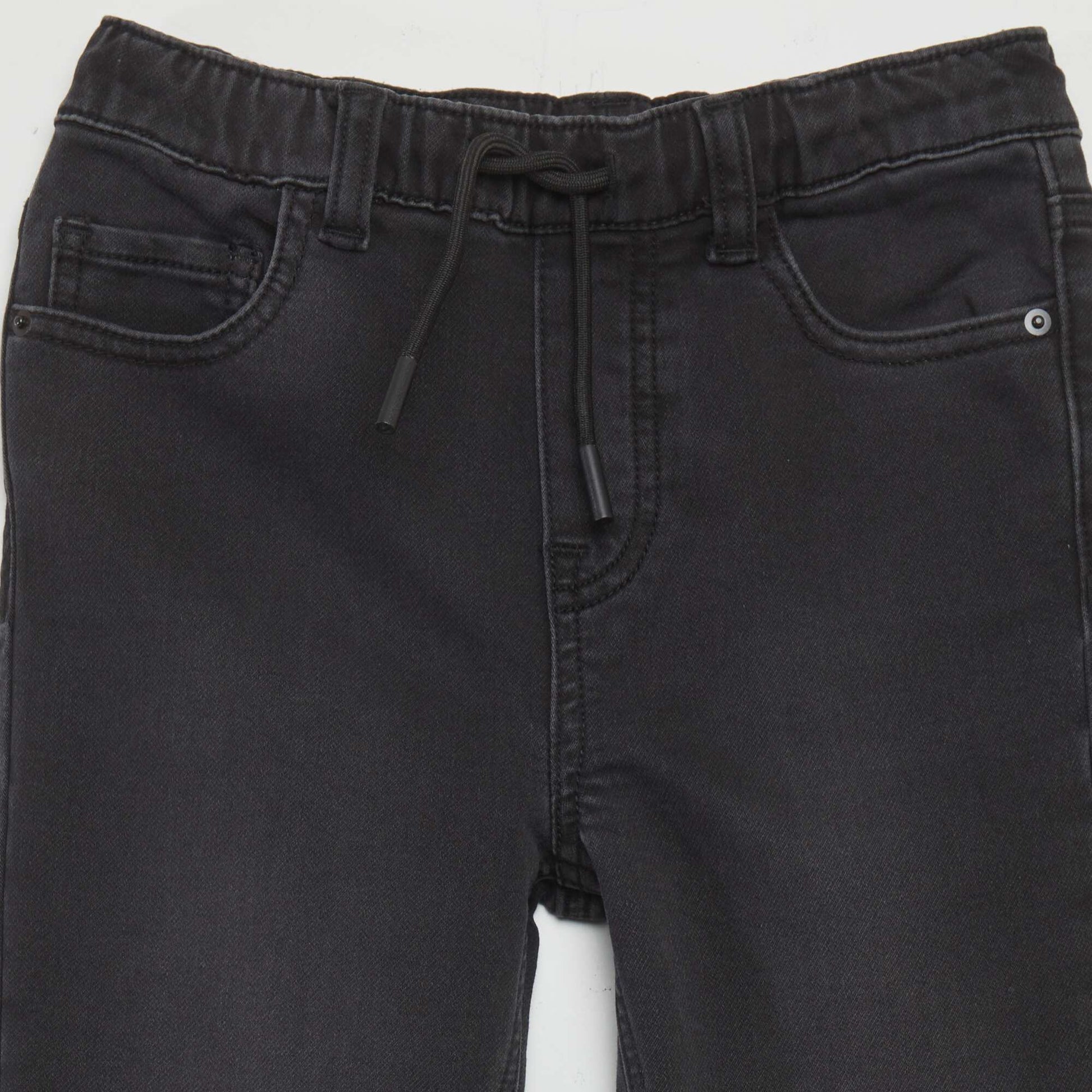 Jean à taille élastiquée avec cordons NOIR