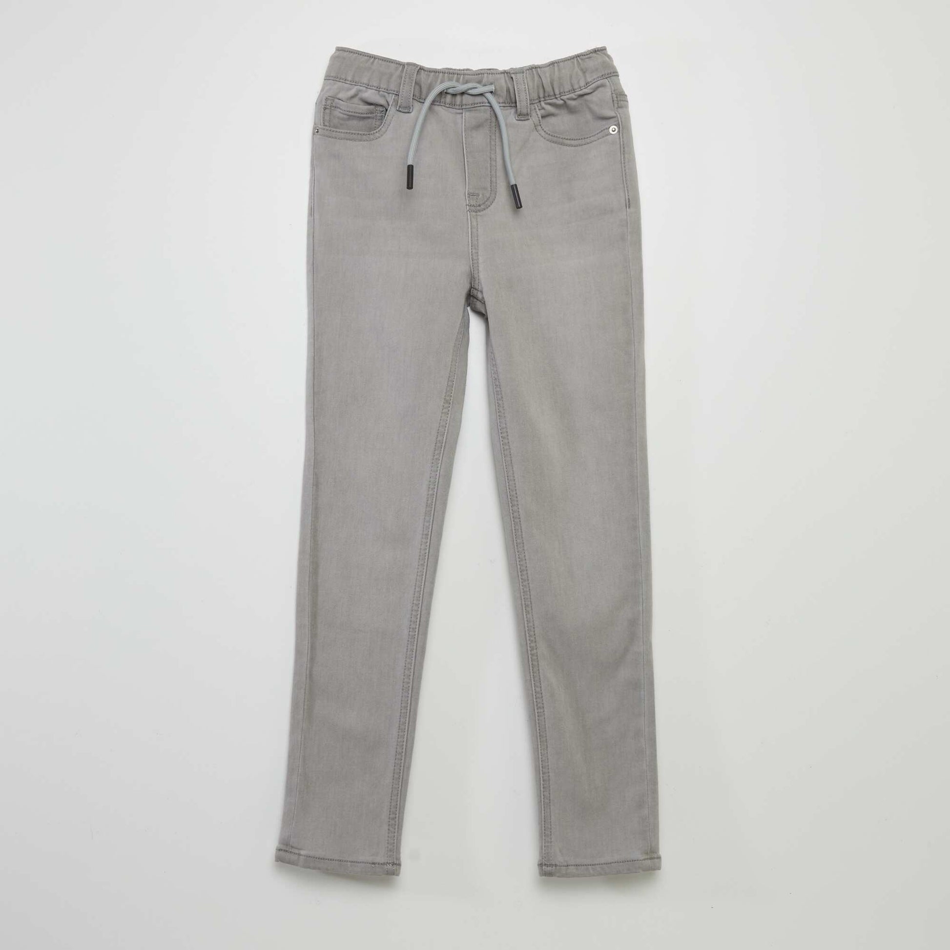 Jean à taille élastiquée avec cordons GRIS