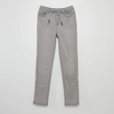Jean à taille élastiquée avec cordons GRIS