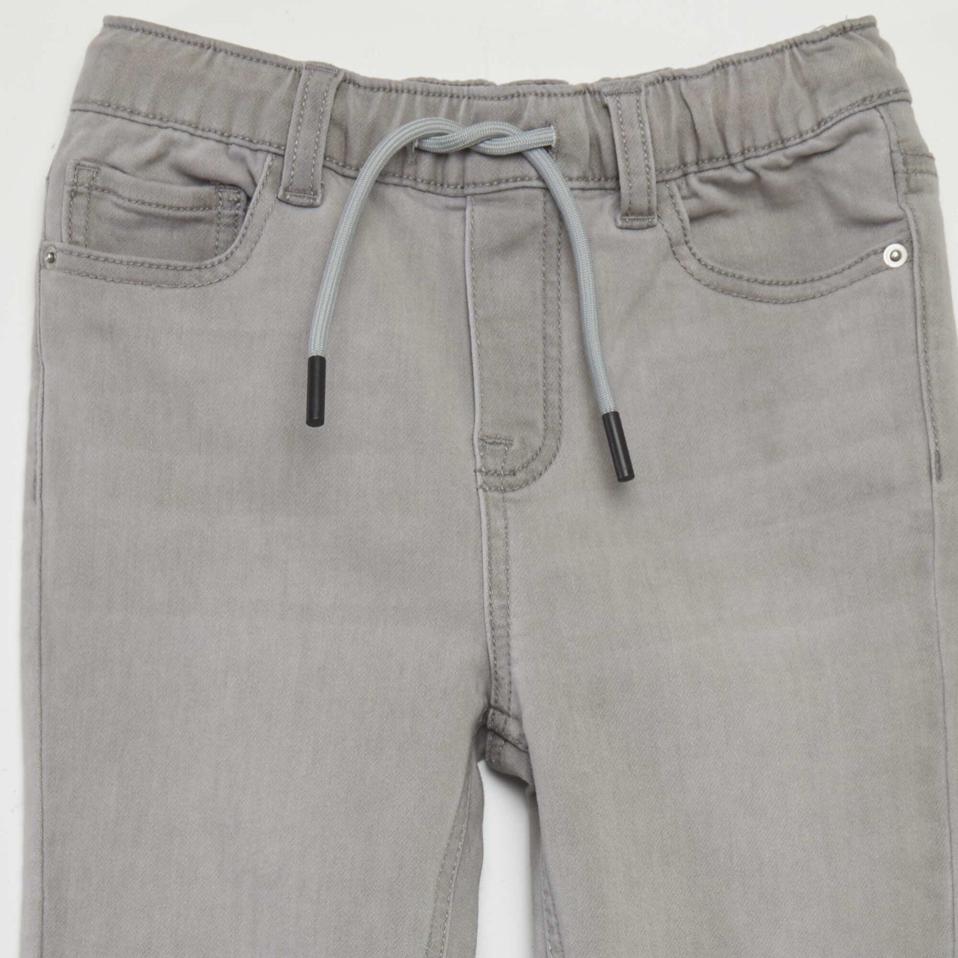 Jean à taille élastiquée avec cordons GRIS