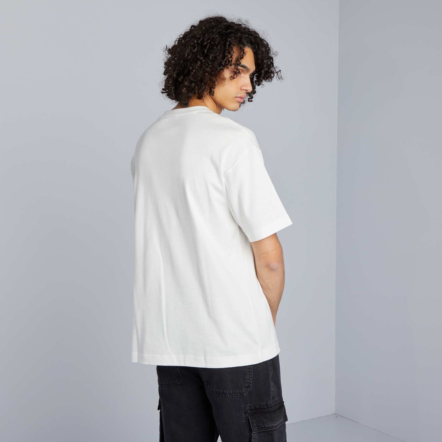 T-shirt col rond en coton BLANC
