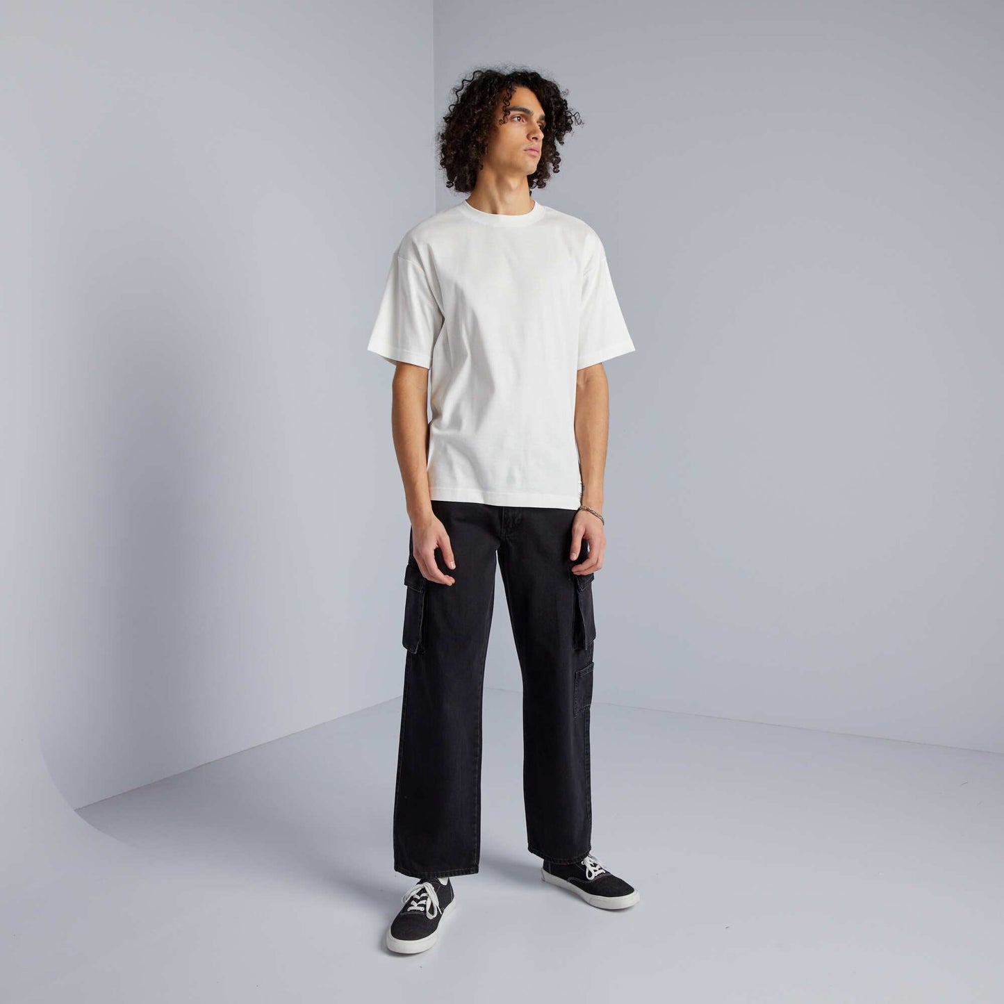 T-shirt col rond en coton BLANC