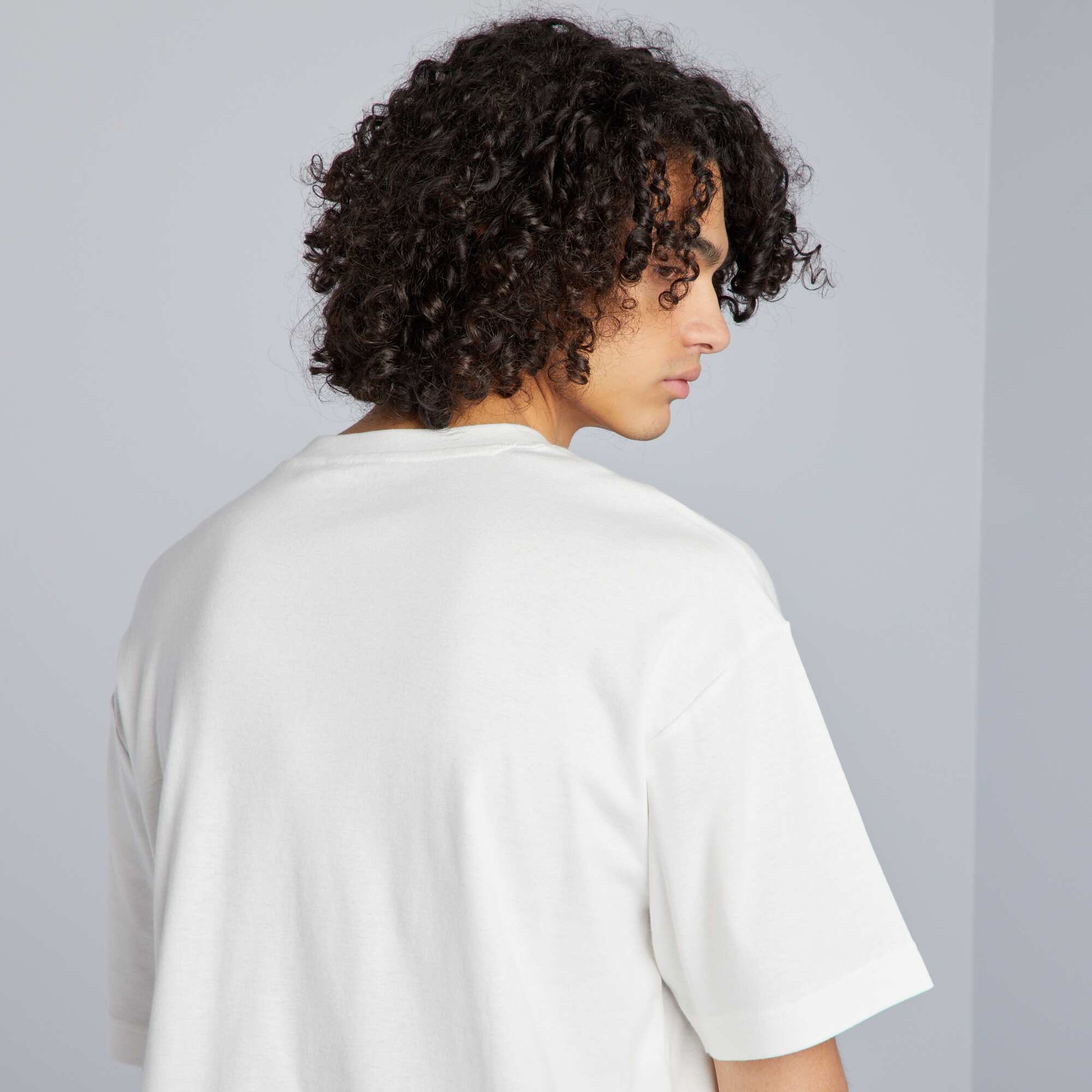 T-shirt col rond en coton BLANC