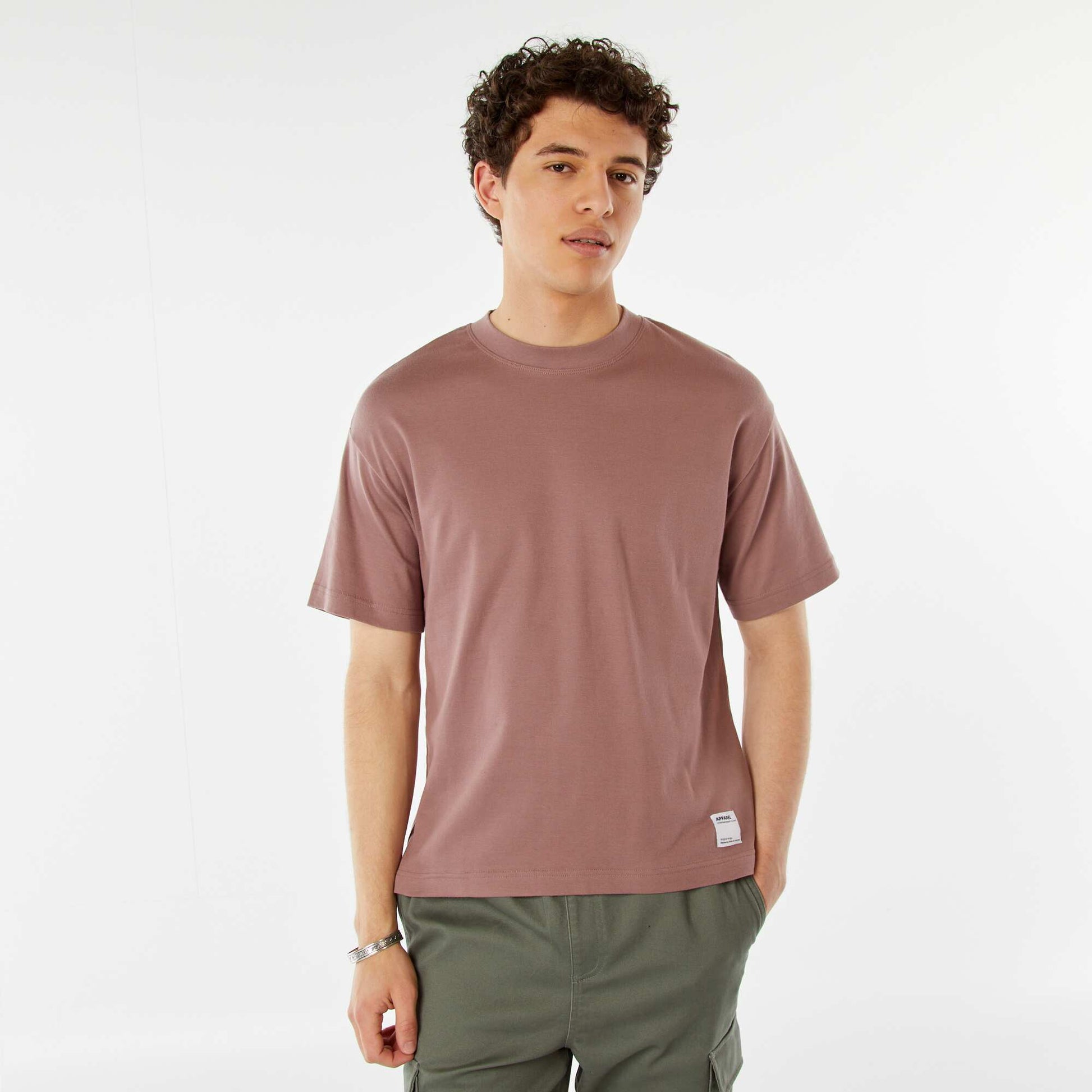 T-shirt col rond en coton MAUVE