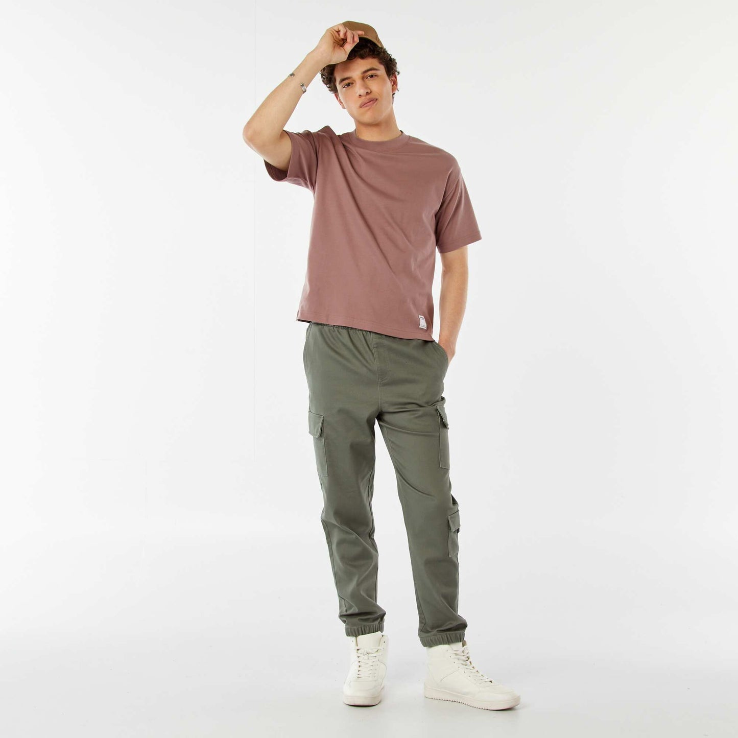 T-shirt col rond en coton MAUVE