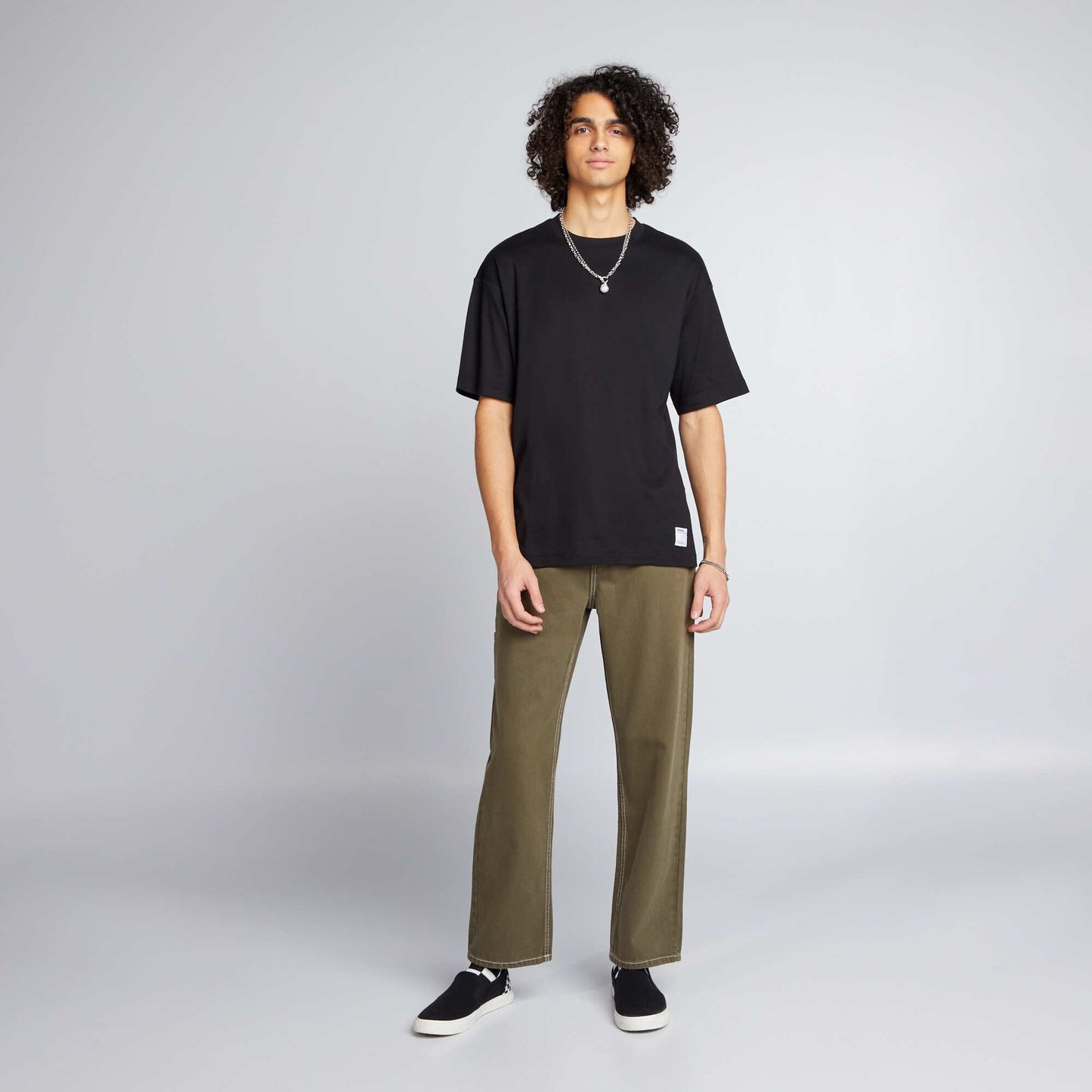 T-shirt col rond en coton NOIR