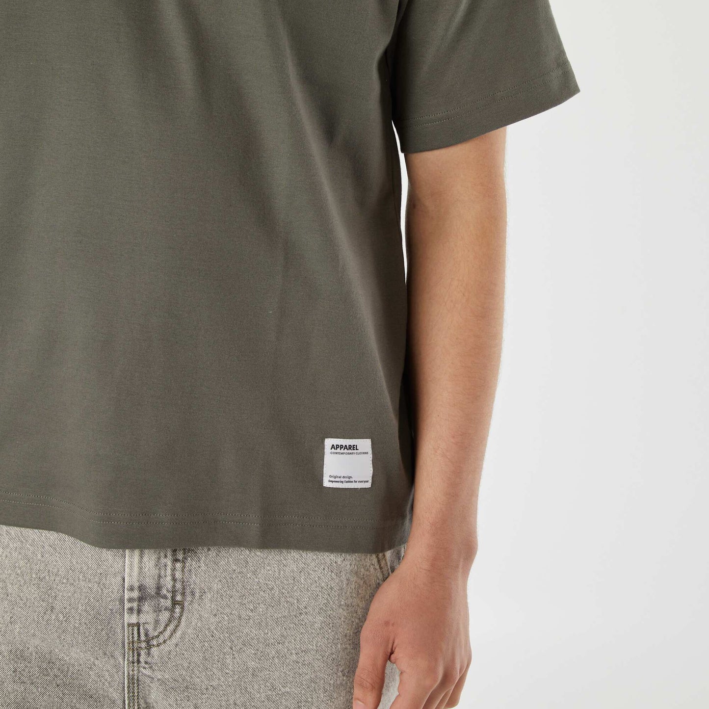 T-shirt col rond en coton KAKI
