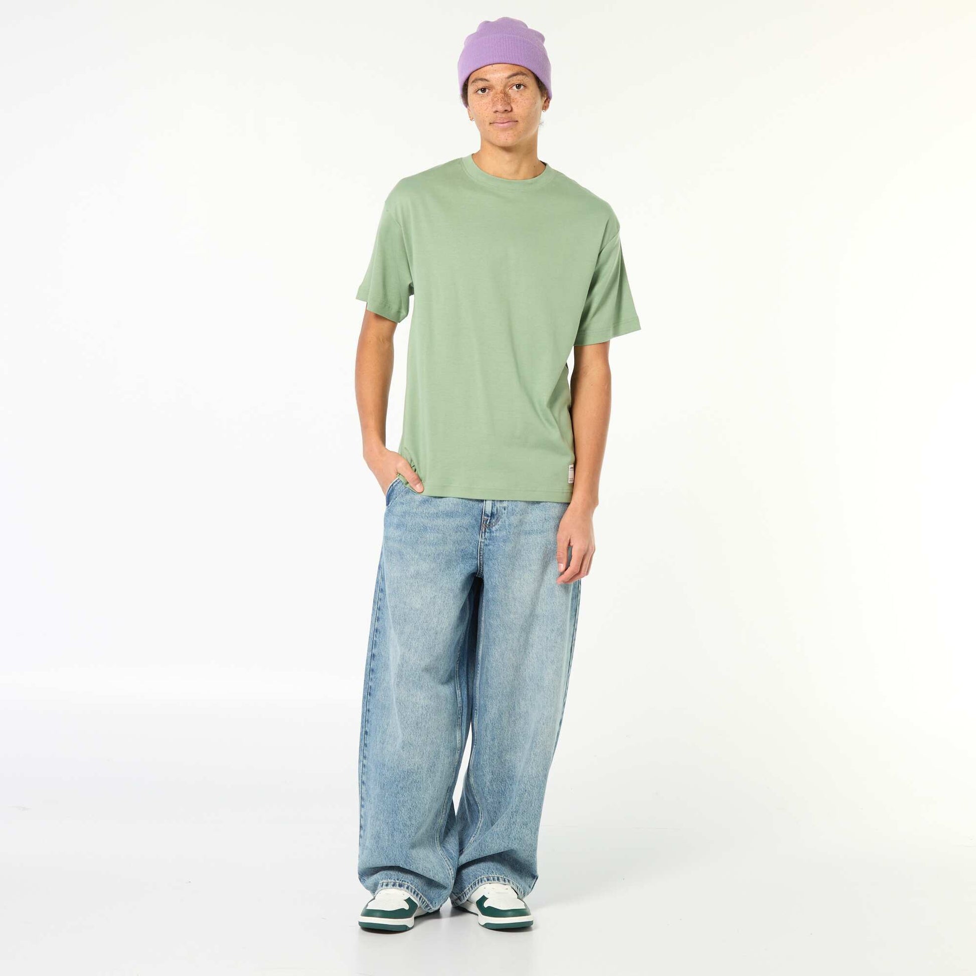 T-shirt col rond en coton VERT