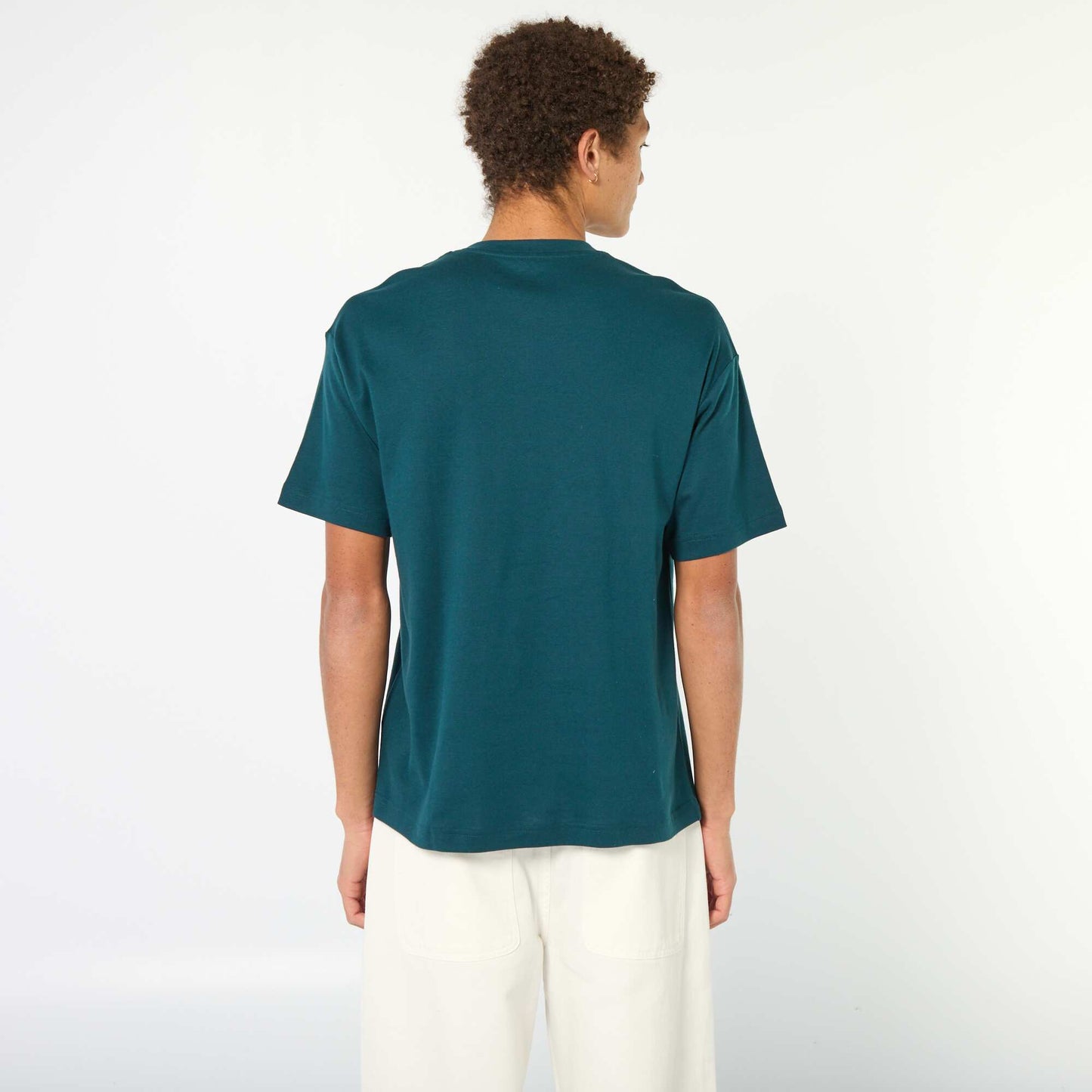 T-shirt col rond en coton BLEU