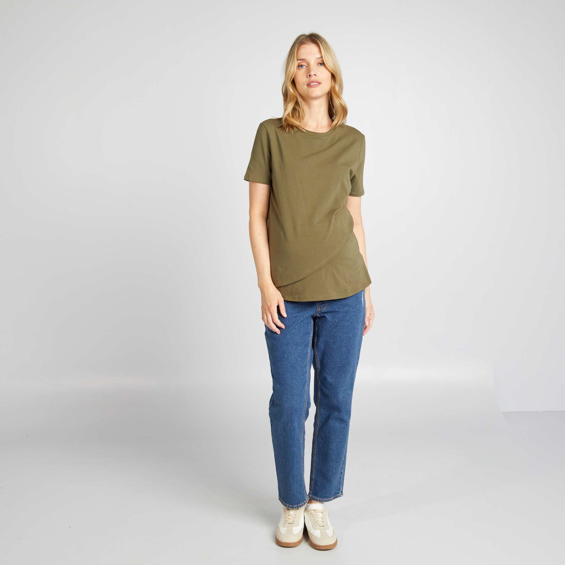 T-shirt d'allaitement ouverture portefeuille KAKI