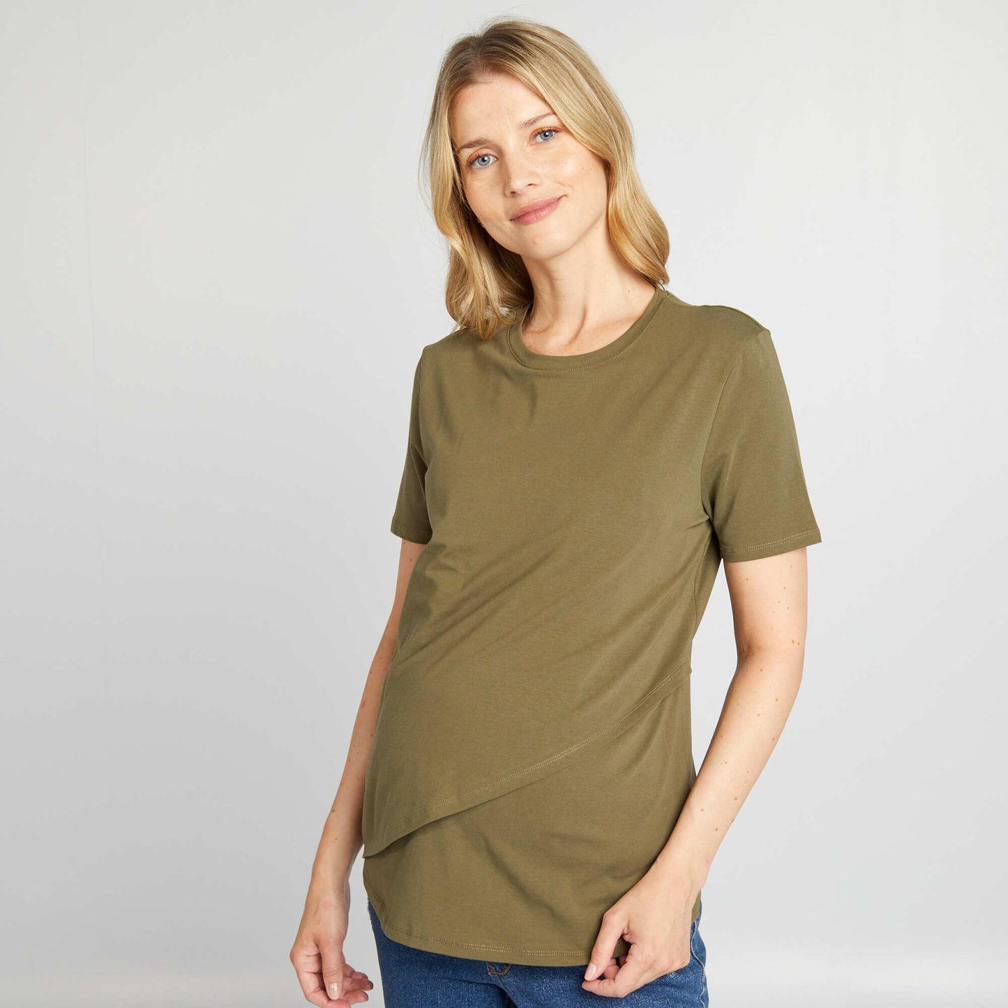 T-shirt d'allaitement ouverture portefeuille KAKI
