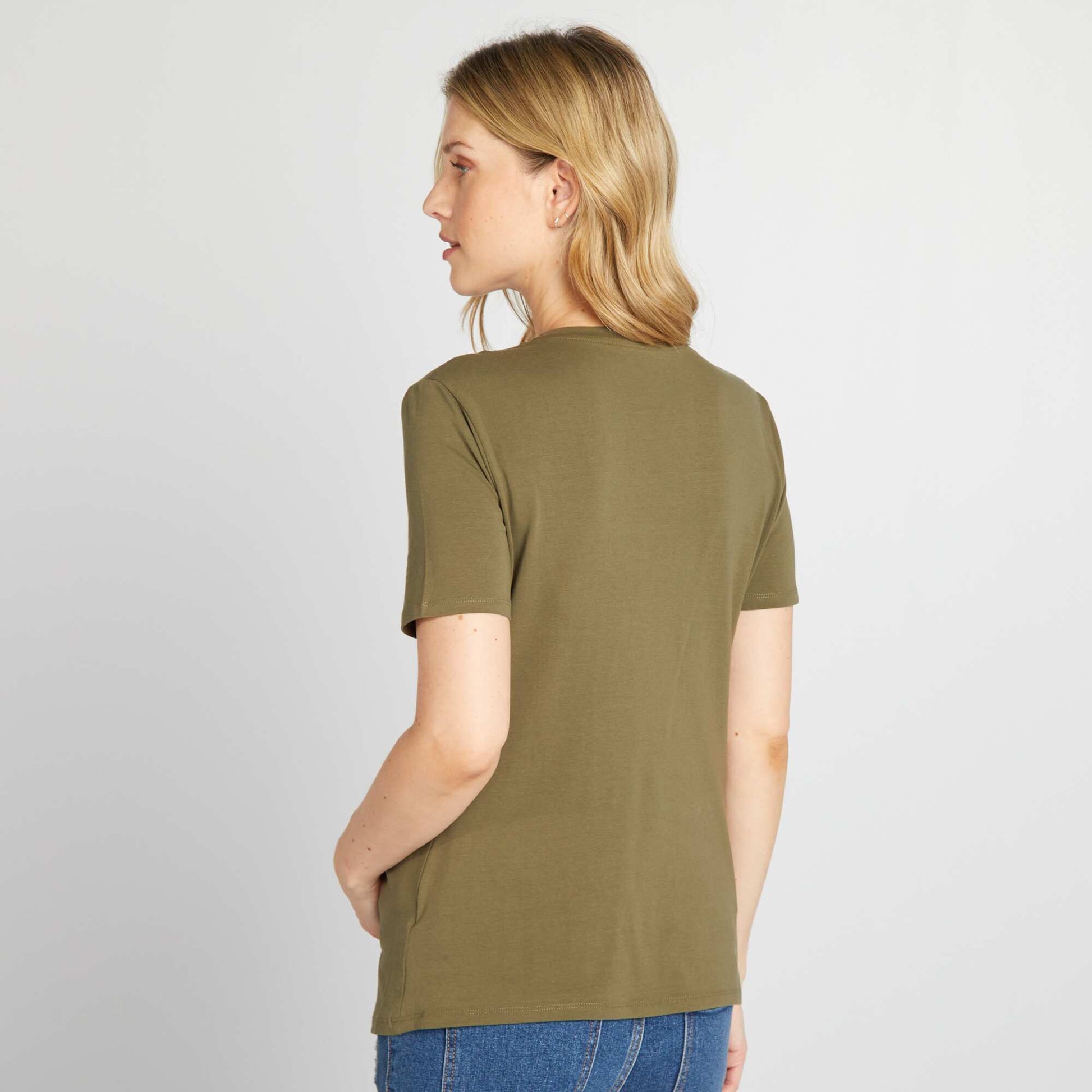 T-shirt d'allaitement ouverture portefeuille KAKI